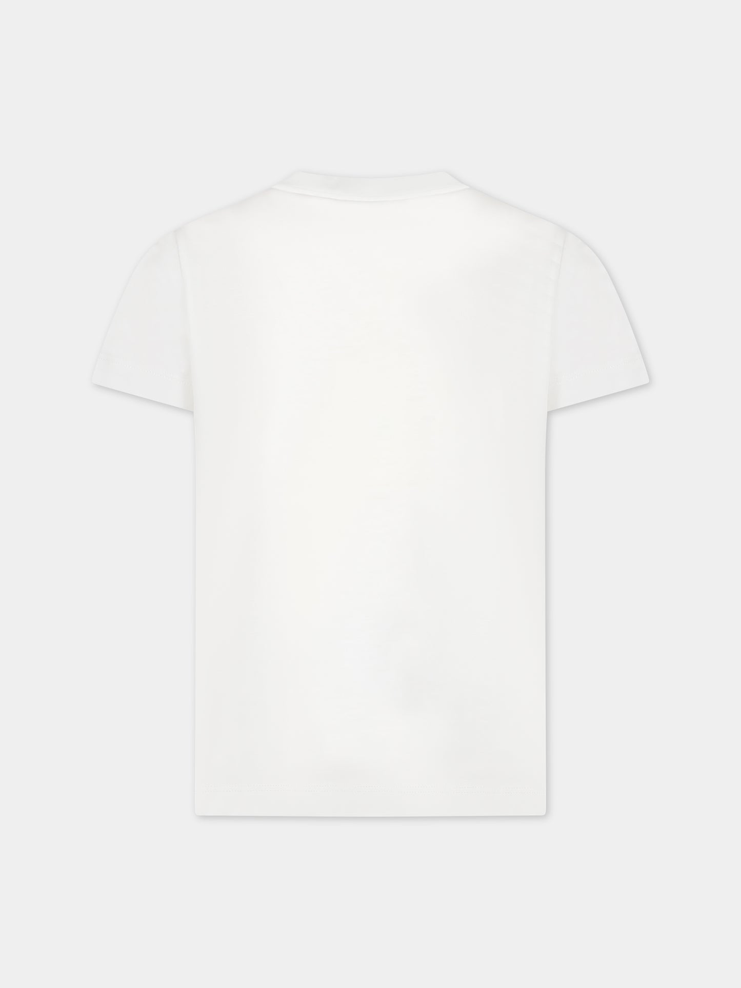 T-shirt bianca per bambina con doppia F e scritta,Fendi Kids,JFI294 7AJ F0TU9