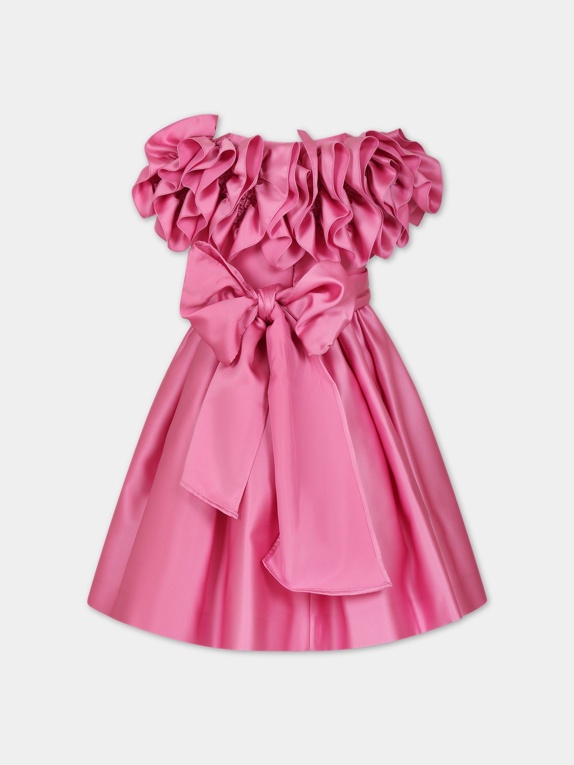 Vestito fucsia per bambina con perle e pietre,Monnalisa,77B901 2125 0097