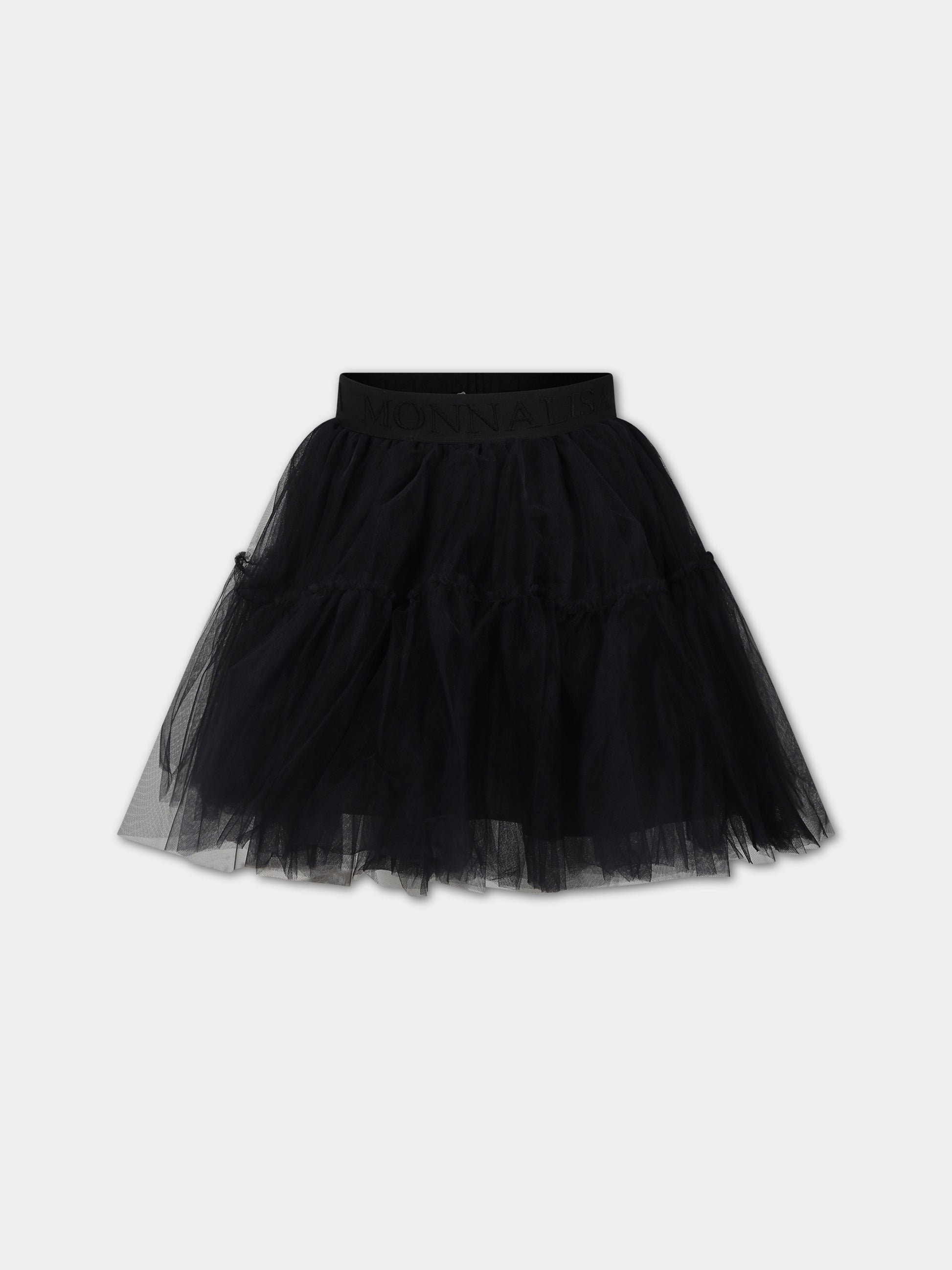 Gonna nera per bambina con logo,Monnalisa,17BGON T9945 0050