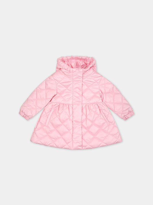 Piumino rosa per neonata con logo,Monnalisa,37B101 2409 091S