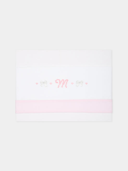 Set bianco per neonata con logo,Monnalisa,35B005 2074 0191