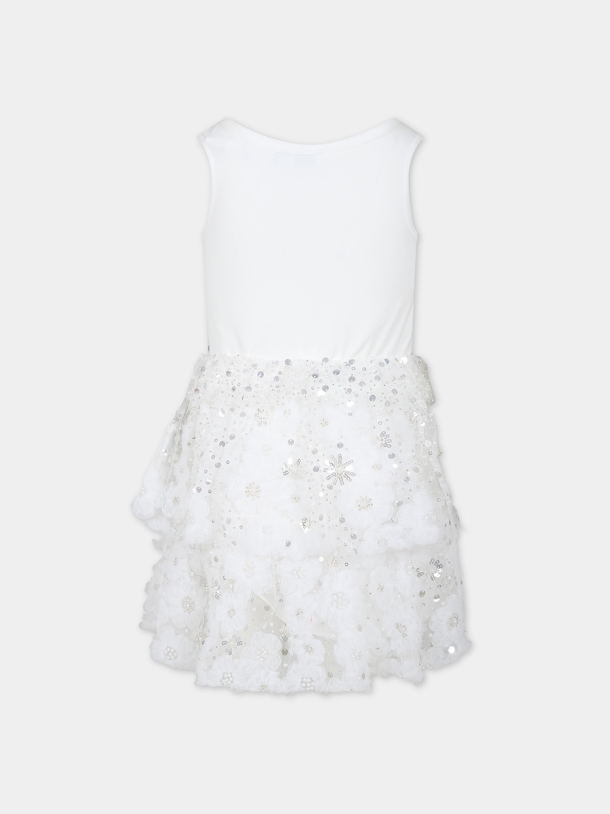 Vestito bianco per bambina con fiori,Self Portrait,PF23 711S W