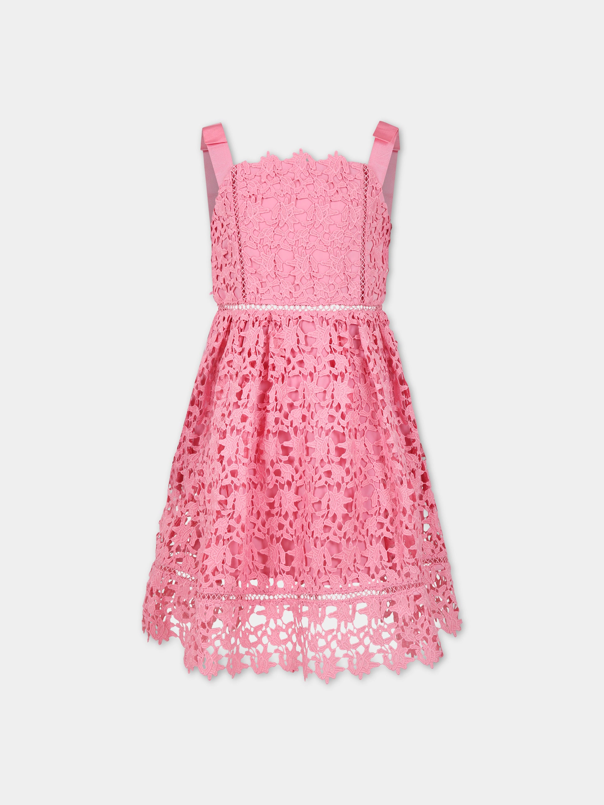 Vestito fucsia per bambina con fiocco,Self Portrait,PF23 726S P