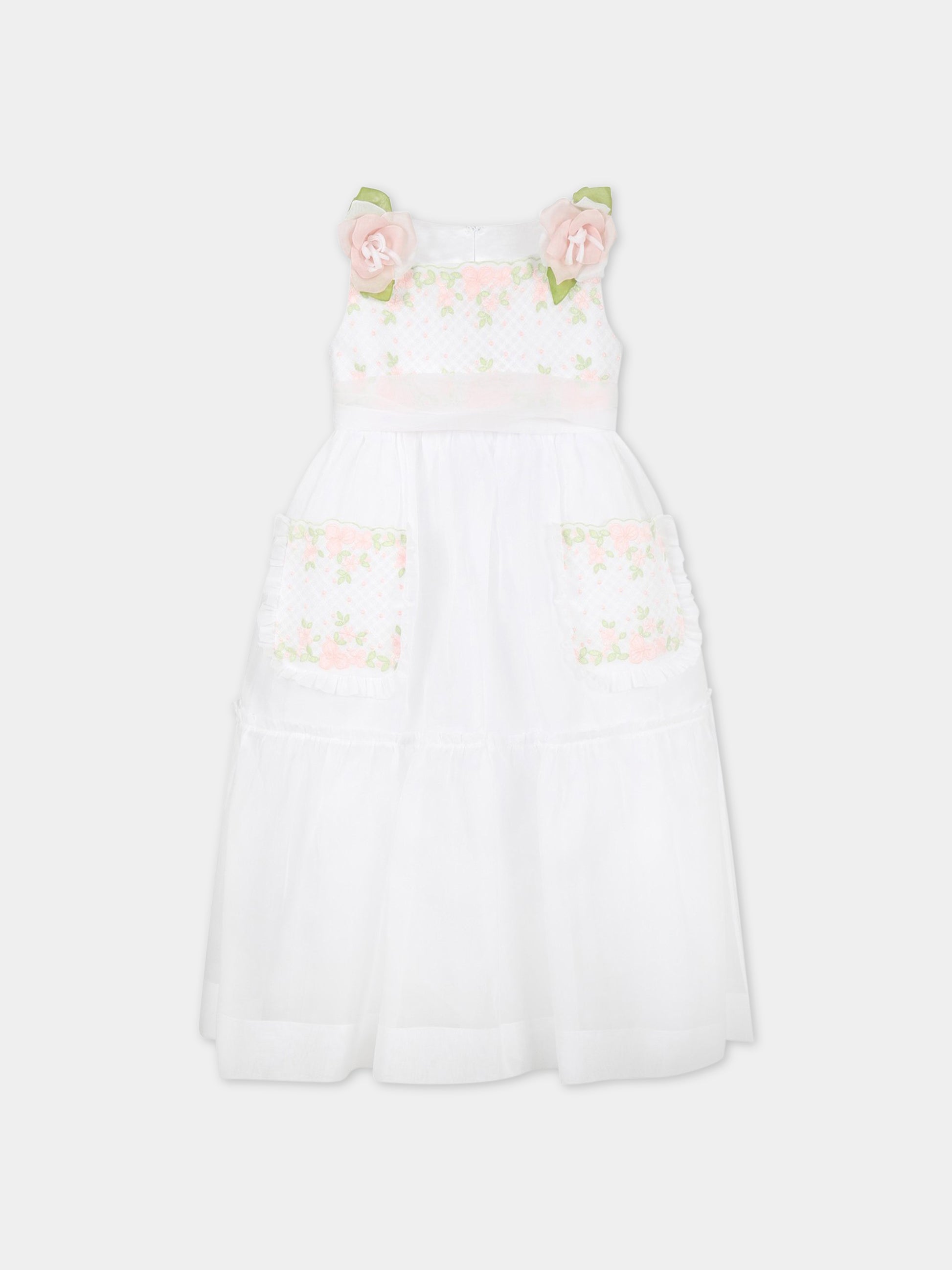 Vestito bianco per bambina con rose,Raffaella,ABISTIIMPGALRO1