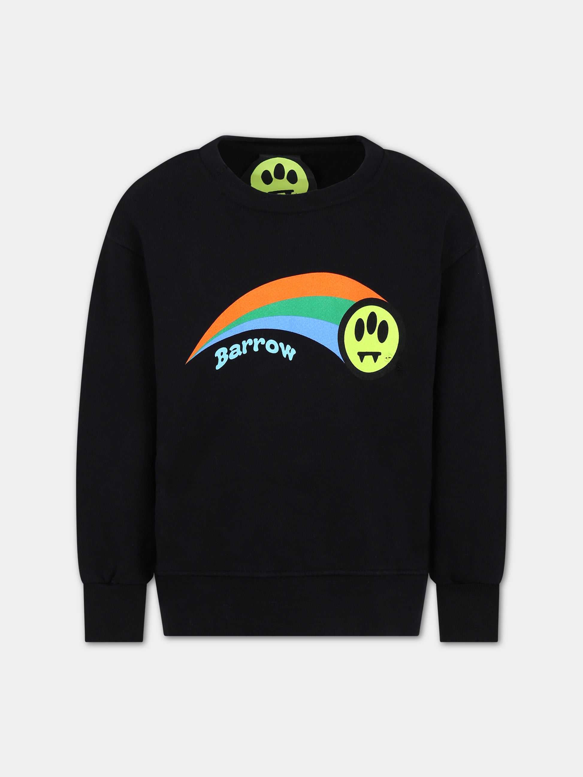 Felpa nera per bambini con logo e stampa,Barrow,F3BKJUSW022 110