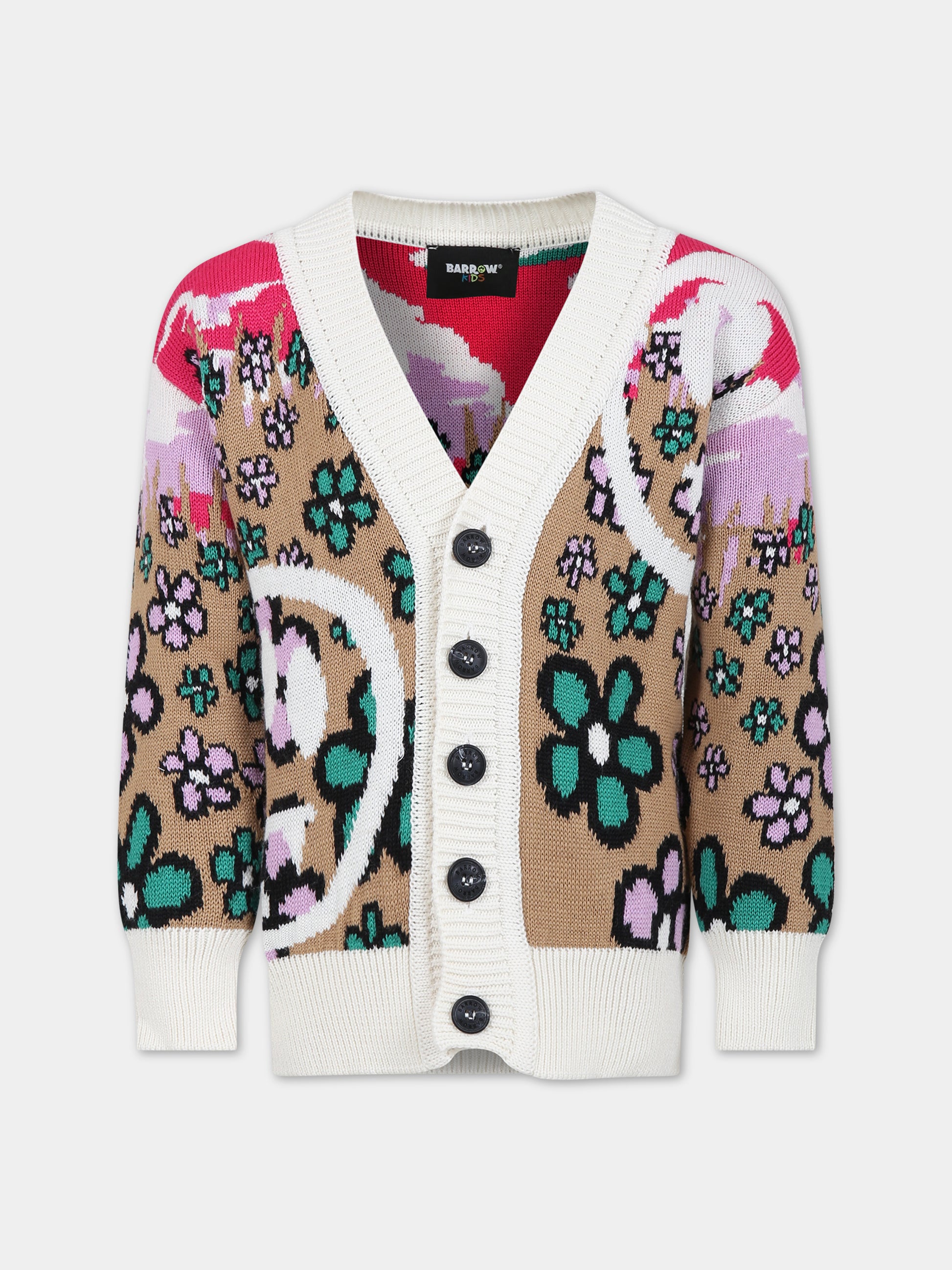 Cardigan marrone per bambina con smile e logo,Barrow,F3BKJGCA057 140