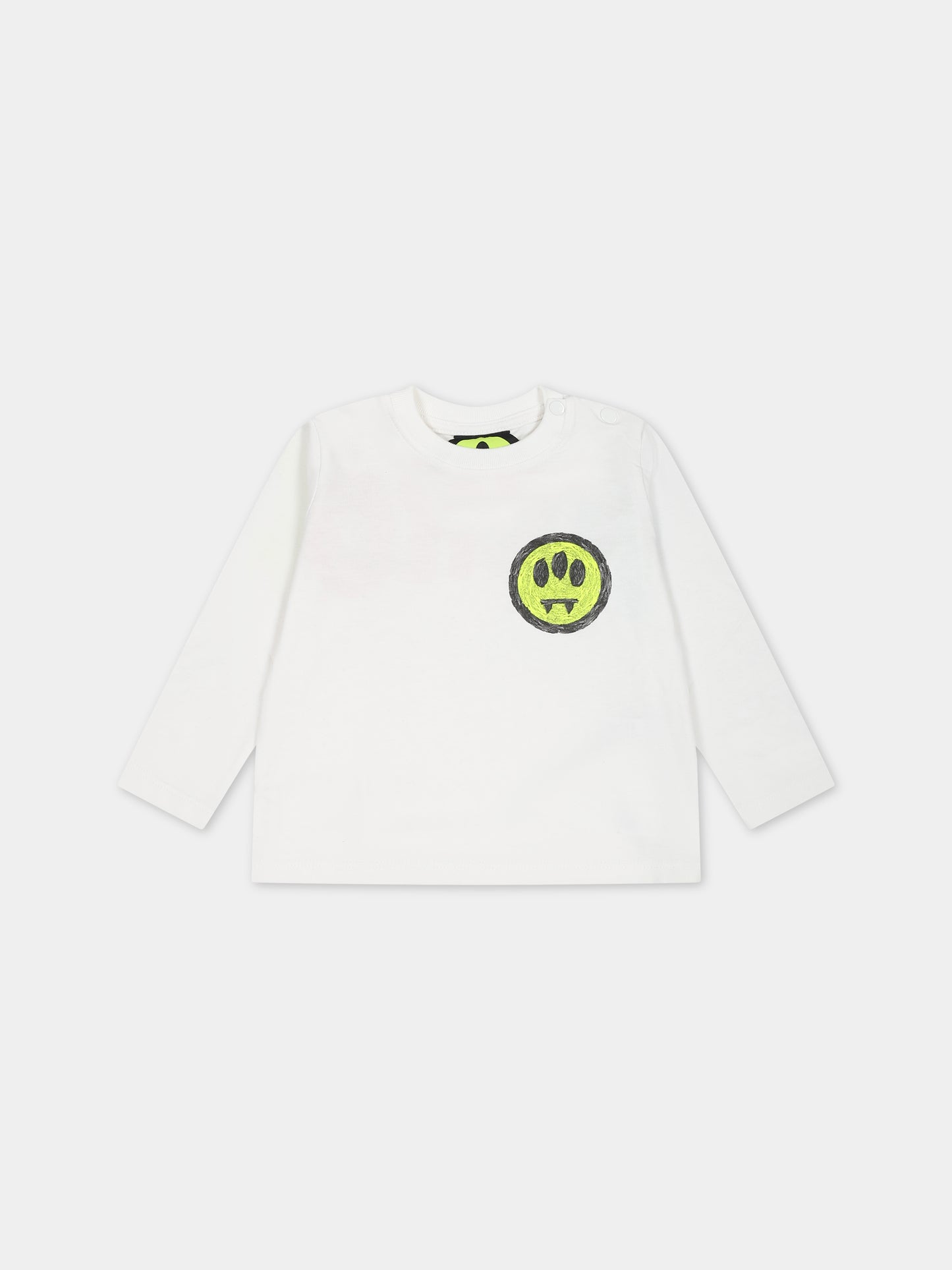 T-shirt bianca per neonati con logo e smile,Barrow,F3BKUNTH136 002