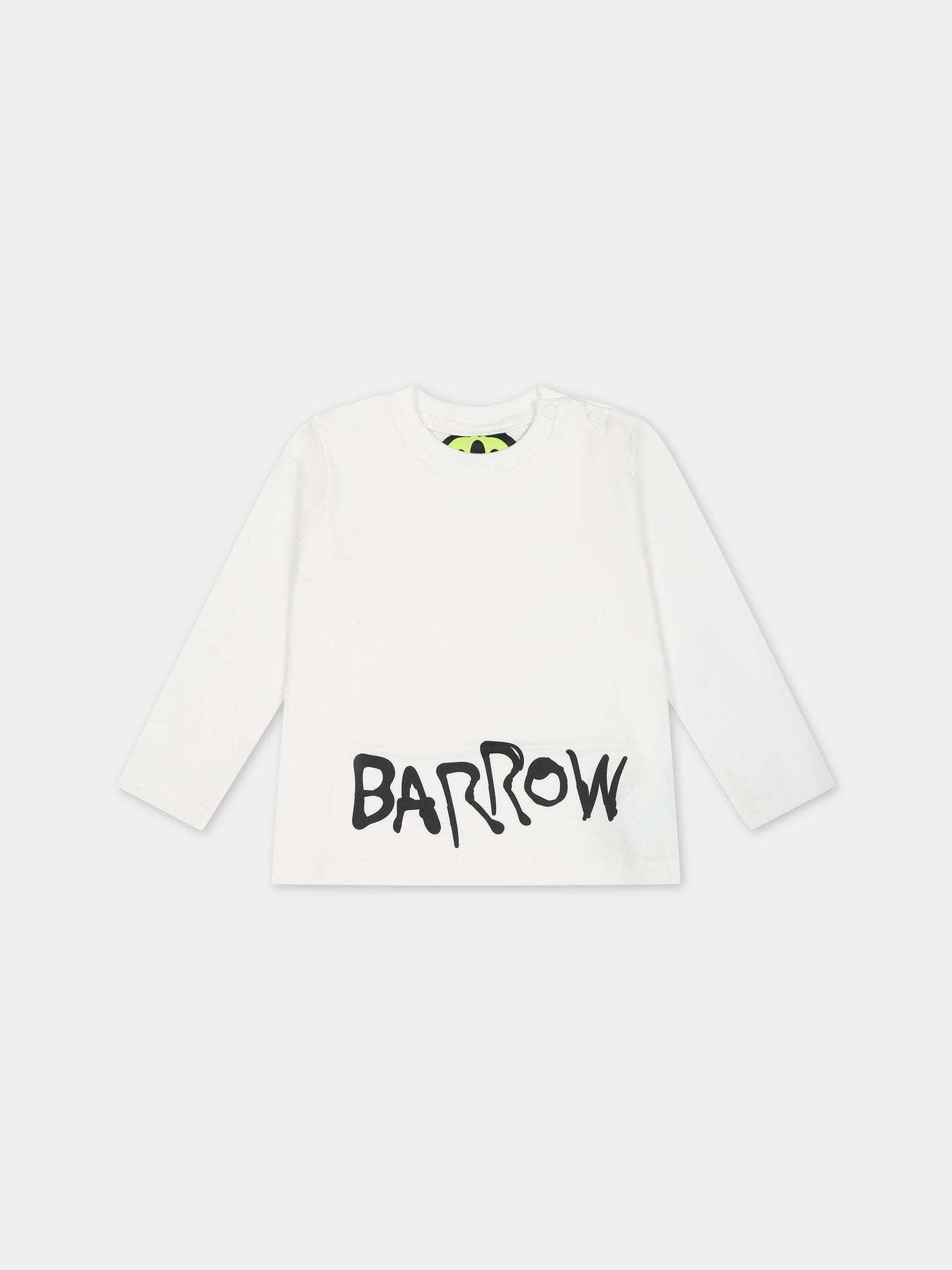 T-shirt bianca per neonati con logo e orsetto,Barrow,F3BKUNTH132 002