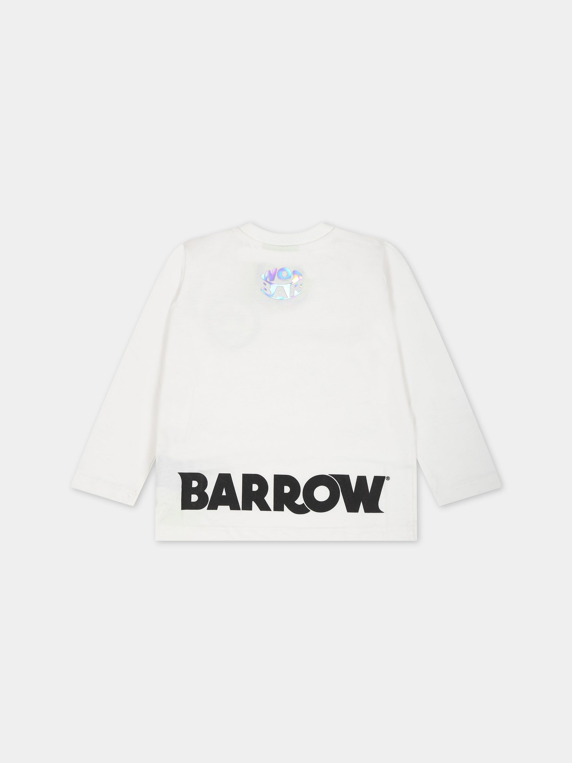 T-shirt bianca per neonati con logo e smile,Barrow,F3BKUNTH128 002