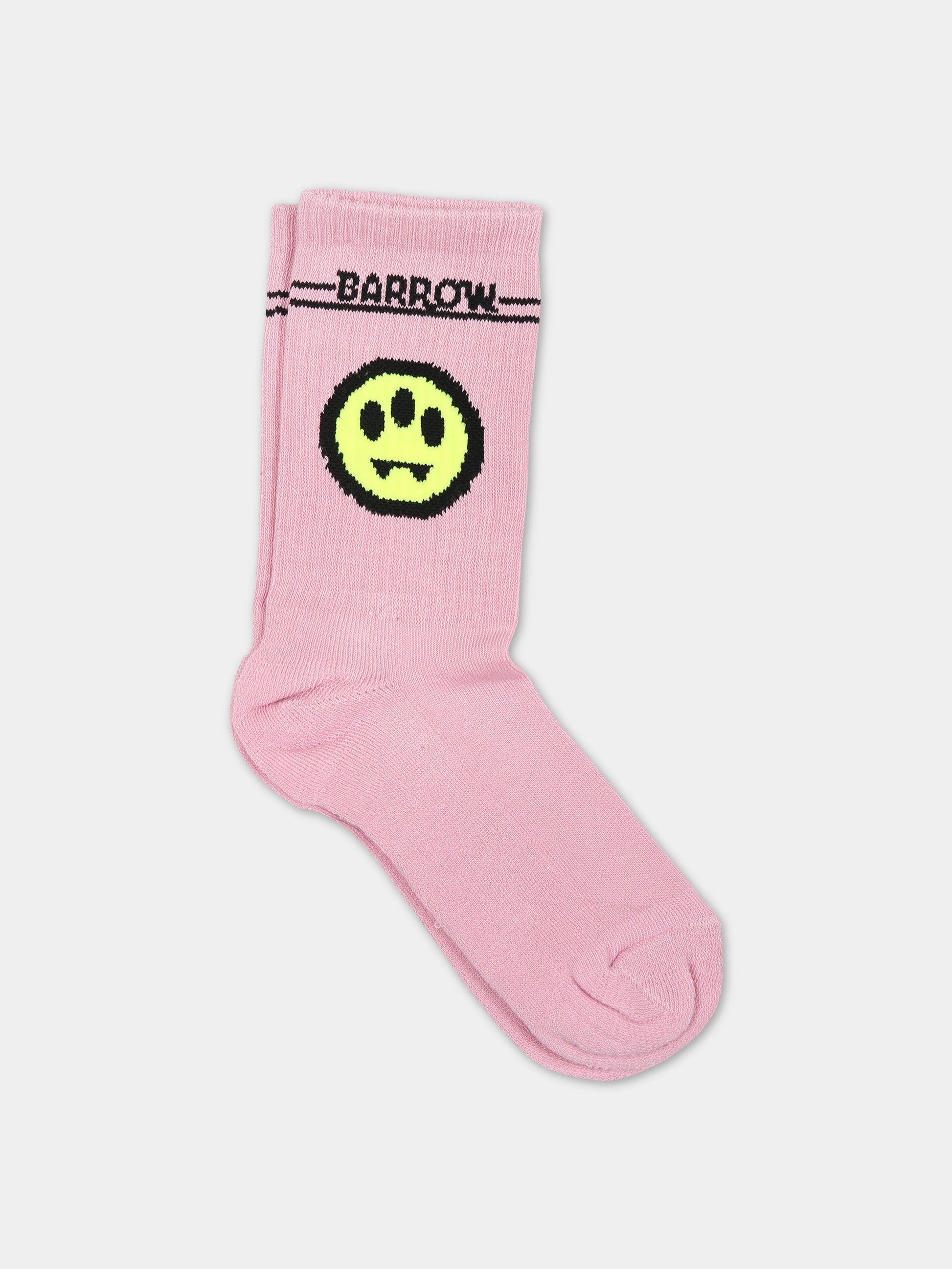 Calze rosa per bambini con logo e smile,Barrow,F3BKJUSO091 BW014