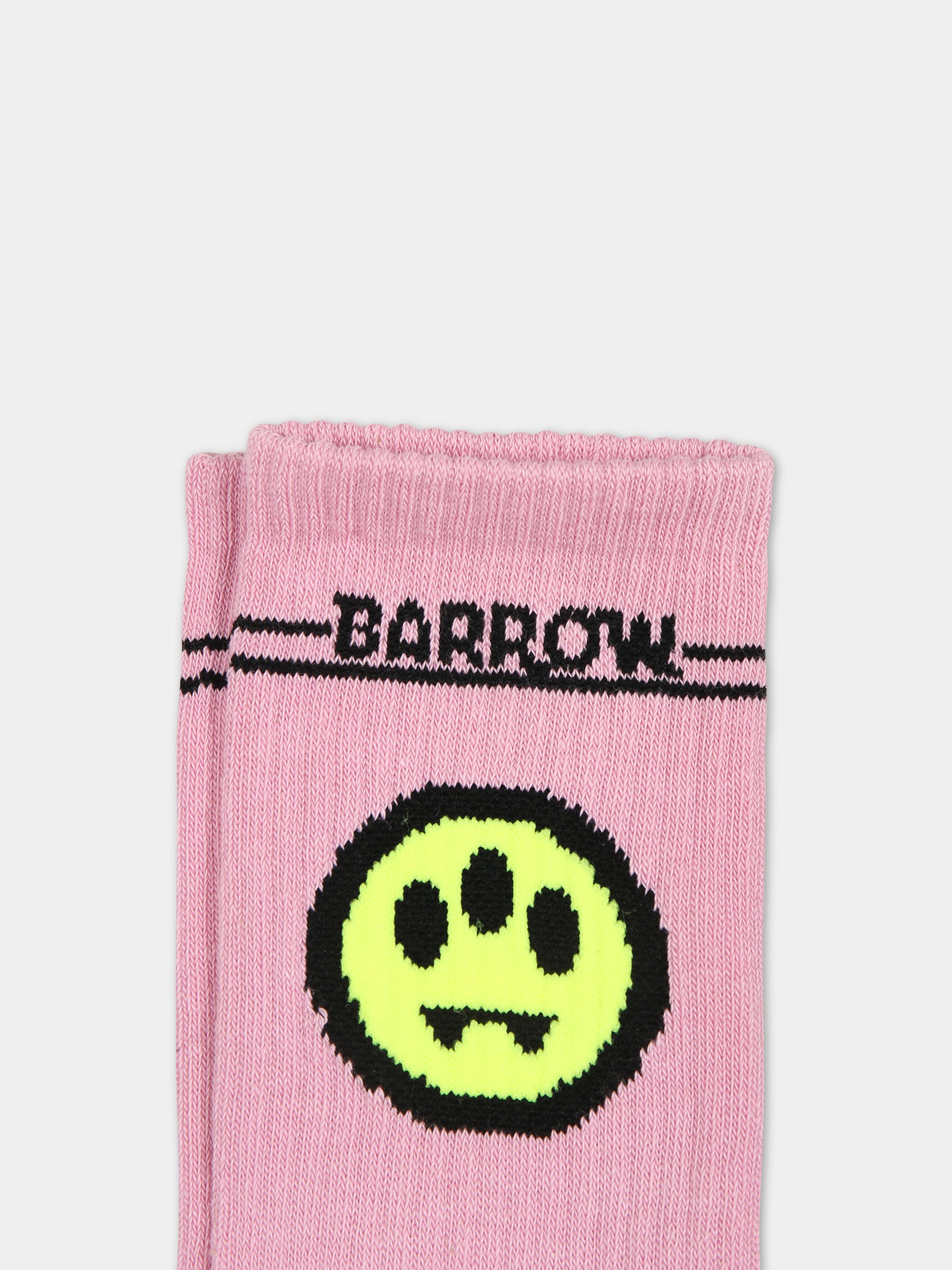 Calze rosa per bambini con logo e smile,Barrow,F3BKJUSO091 BW014