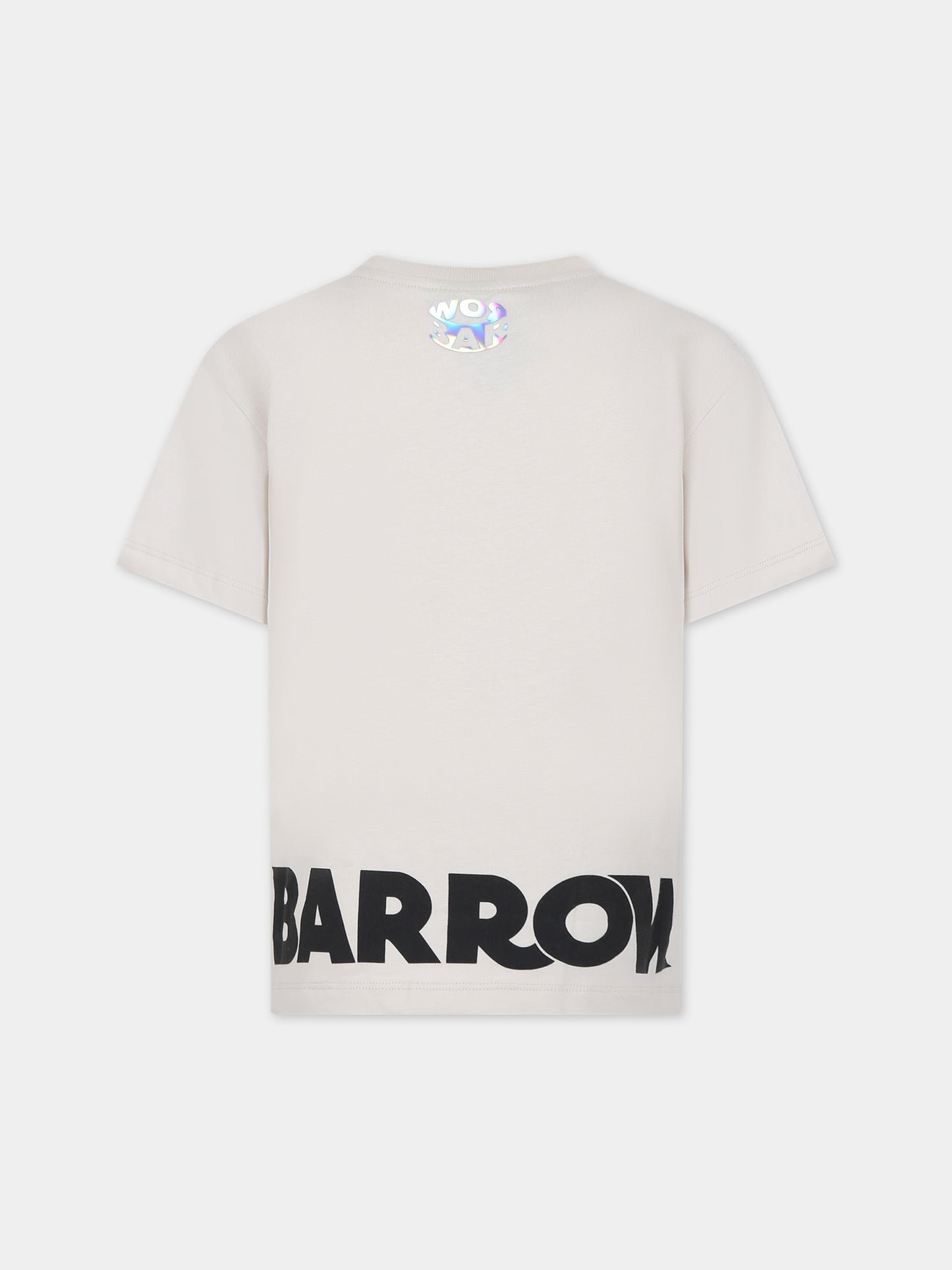 T-shirt avorio per bambini con logo e smile,Barrow,F3BKJUTH094 BW009