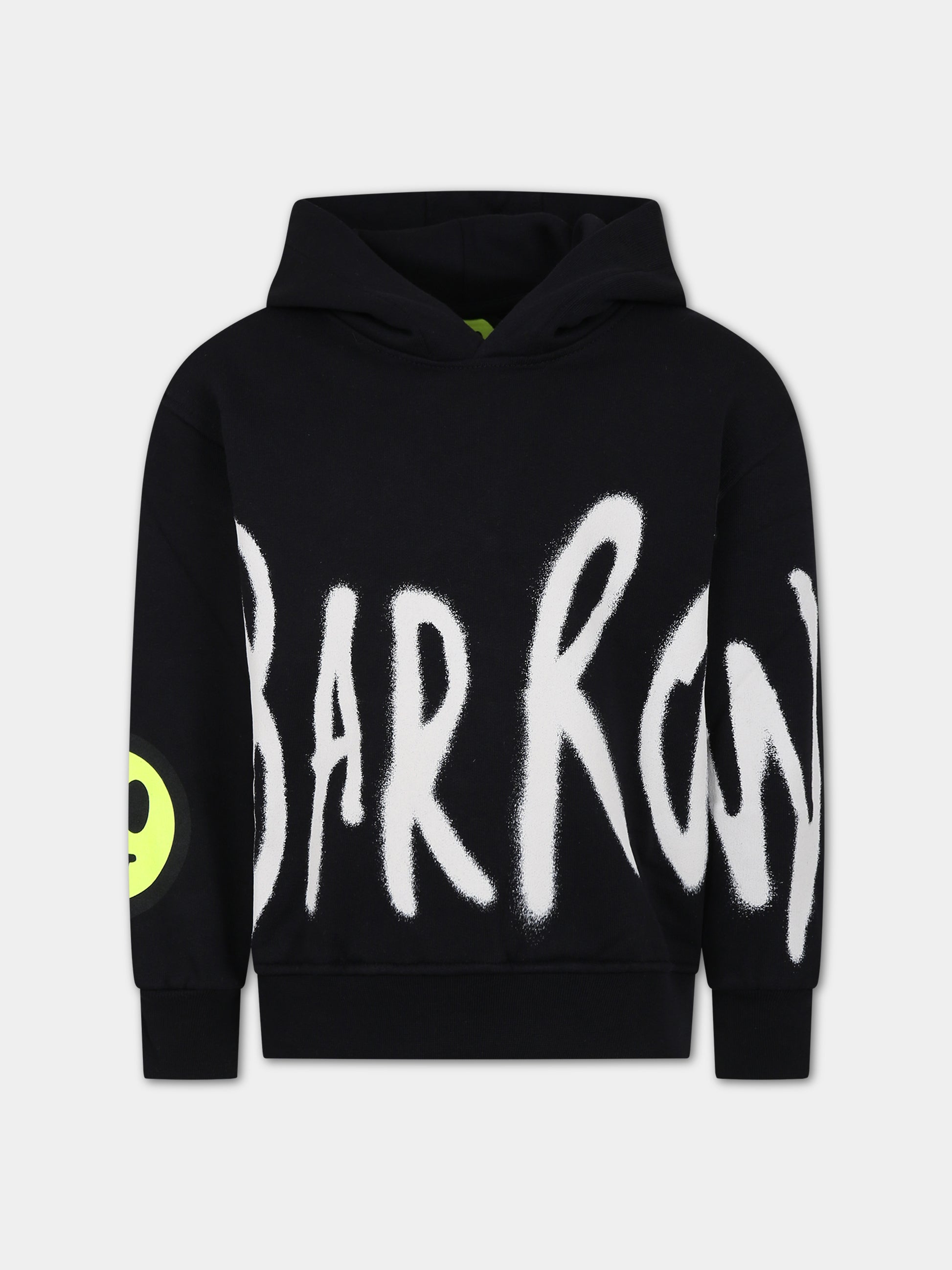 Felpa nera per bambini con logo e smile,Barrow,F3BKJUHS073 110