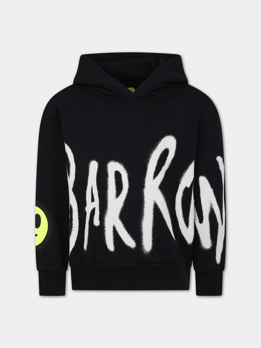 Felpa nera per bambini con logo e smile,Barrow,F3BKJUHS073 110