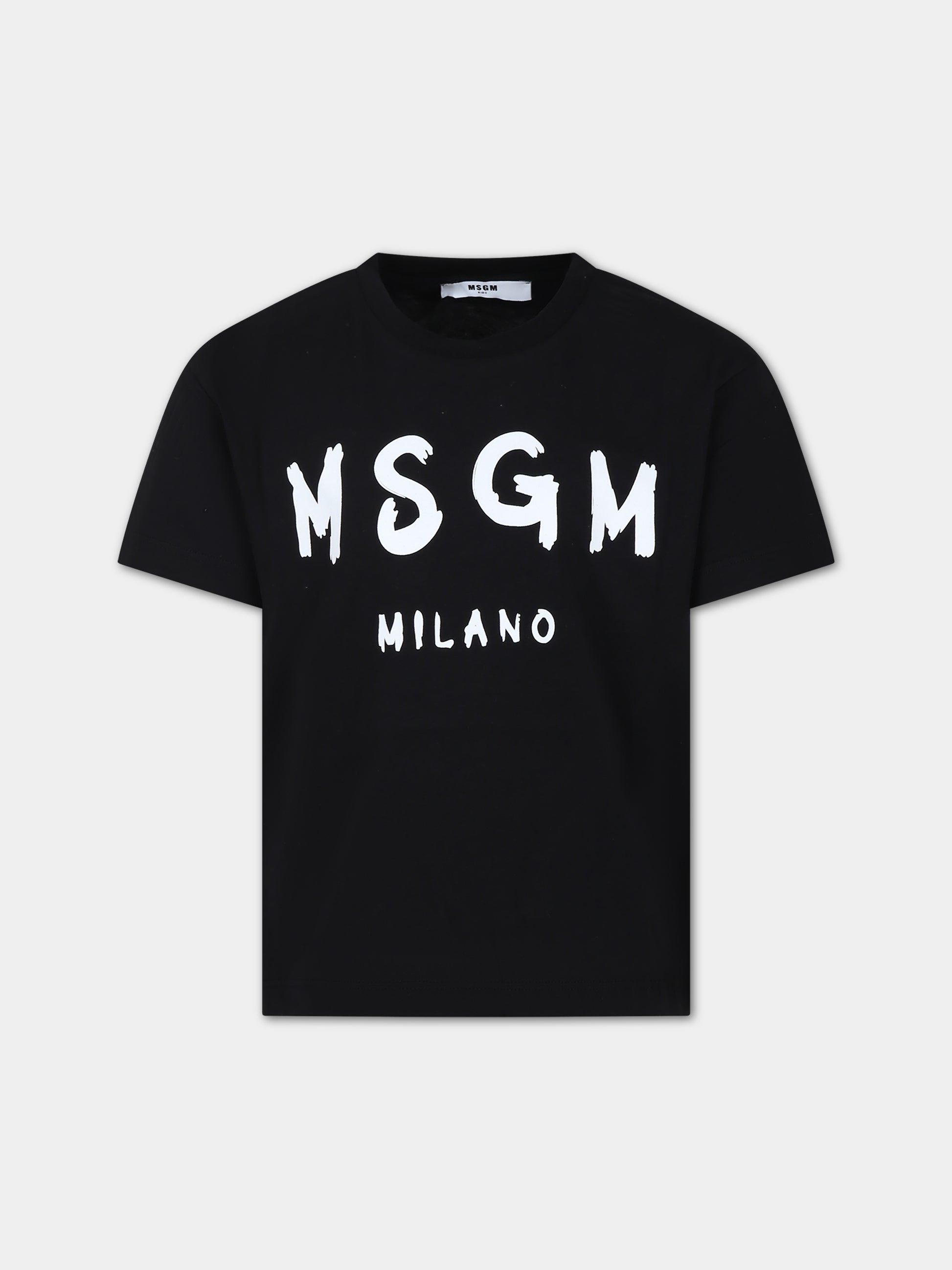 T-shirt nera per bambino con logo,Msgm Kids,F3MSJUTH011 110