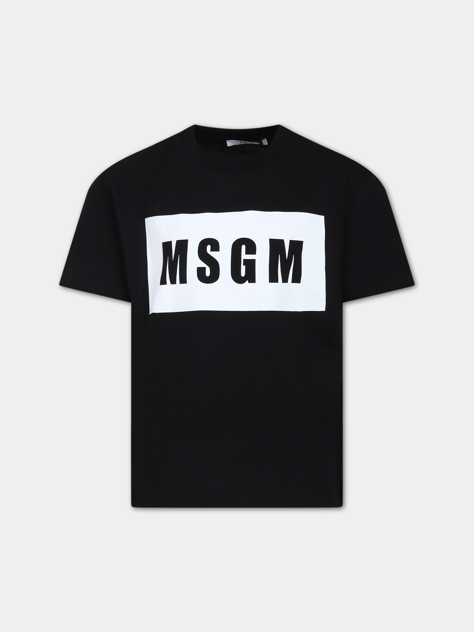 T-shirt nera per bambini con logo,Msgm Kids,F3MSJUTH009 110
