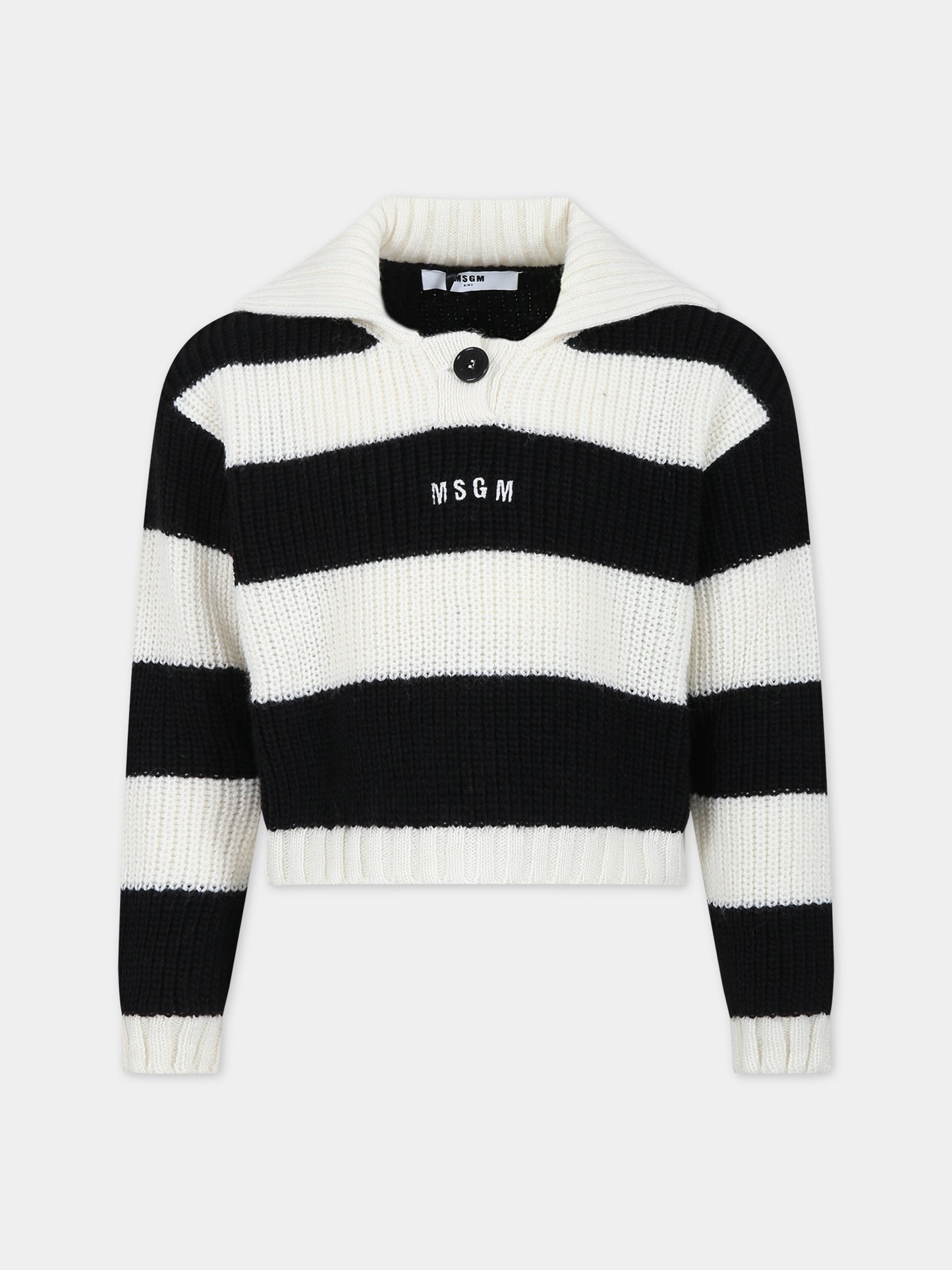 Maglione nero per bambina con logo,Msgm Kids,F3MSJGJP033 013/05