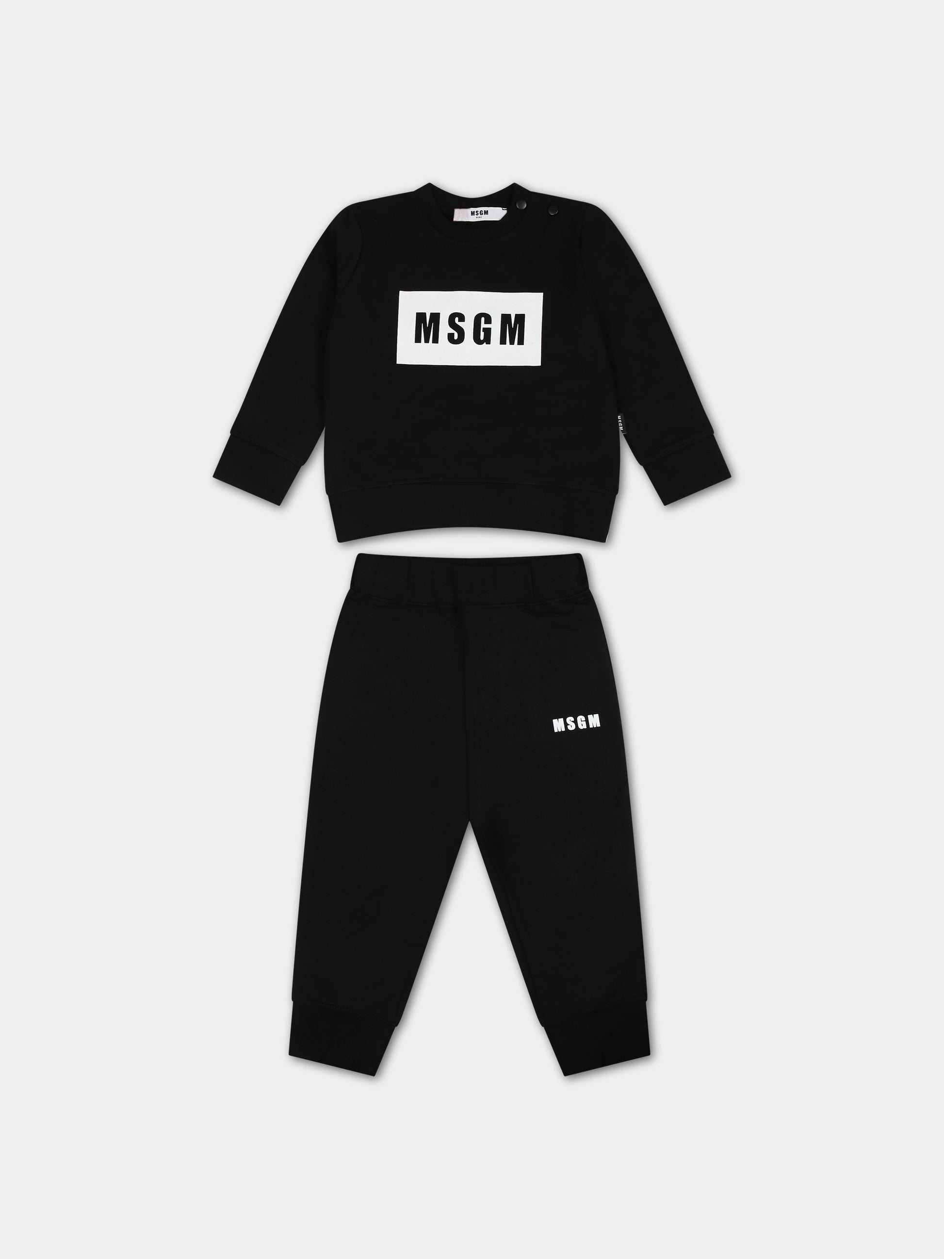 Completo nero per neonati con logo,Msgm Kids,F3MSUNTP043 110