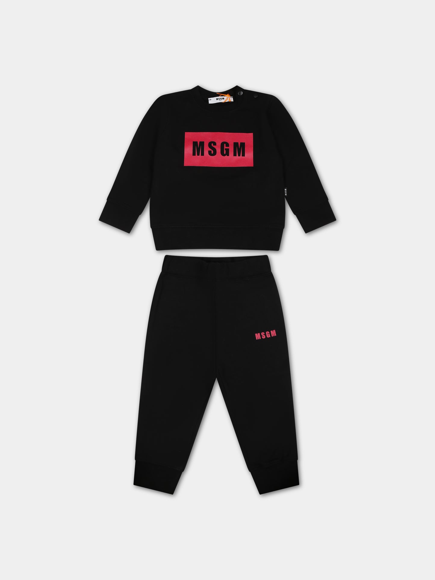 Completo nero per neonata con logo,Msgm Kids,F3MSUNTP043 110/02