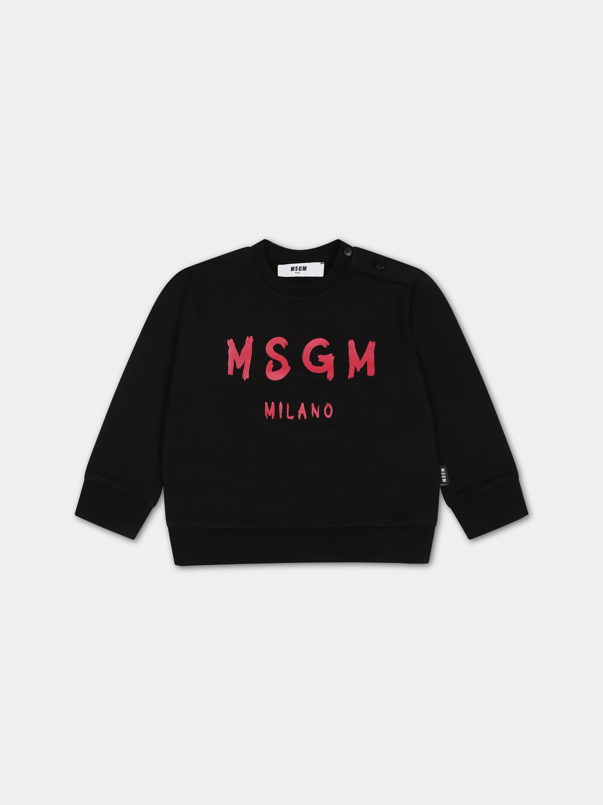 Felpa nera per neonata con logo,Msgm Kids,F3MSUNSW041 110/02