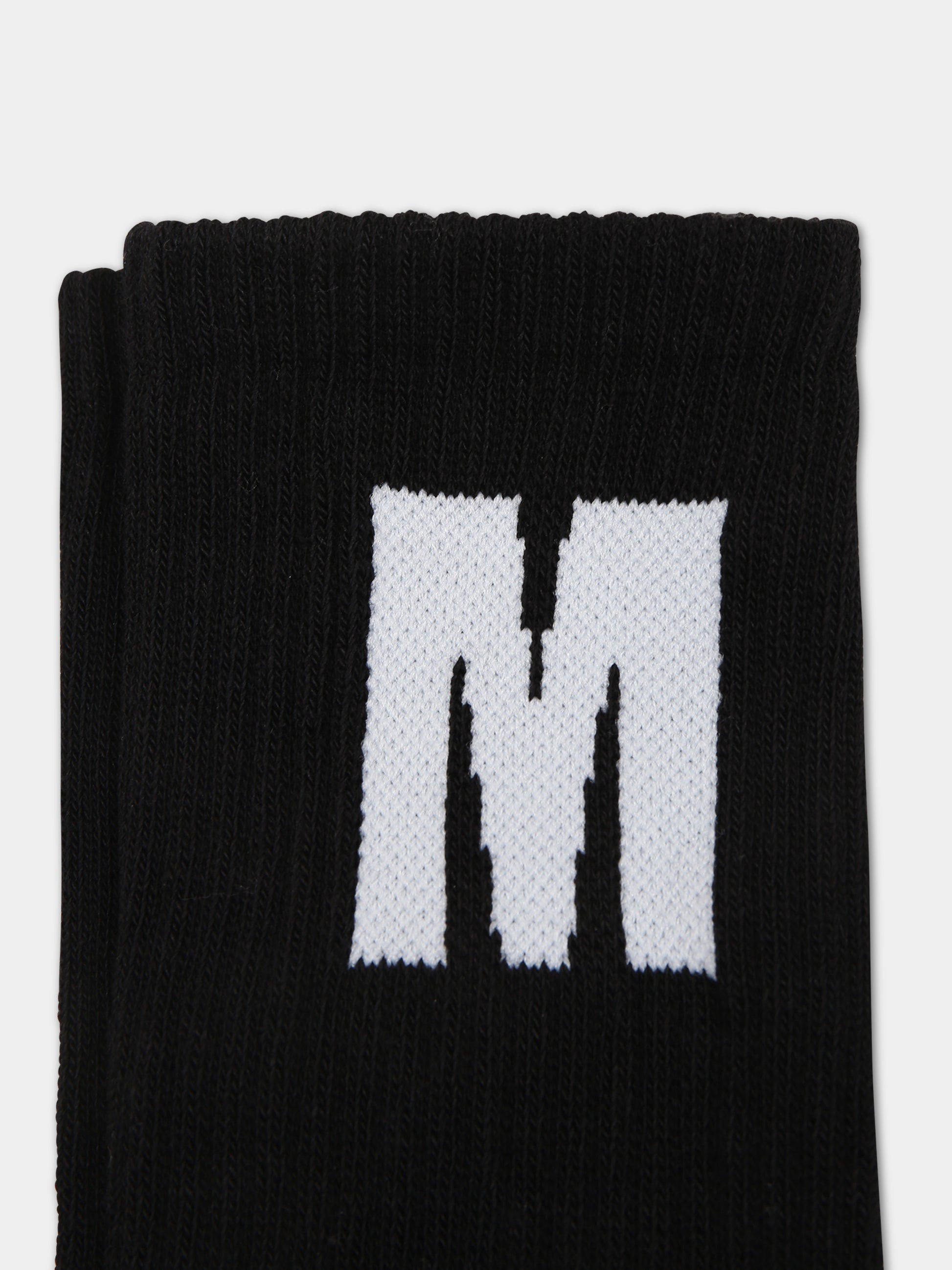 Calze nere per bambini con logo,Msgm Kids,F3MSJUSO036 110