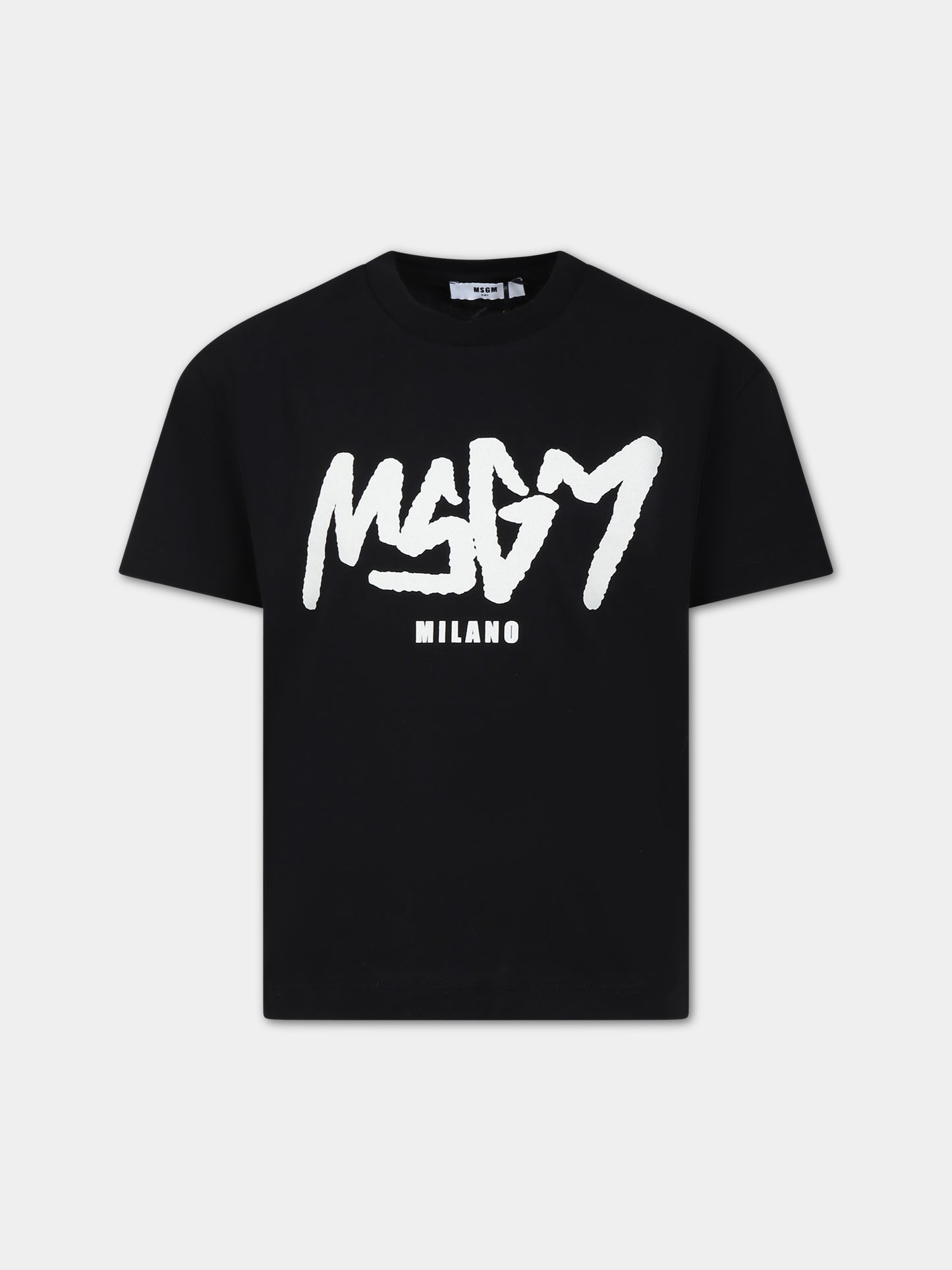 T-shirt nera per bambino con logo,Msgm Kids,F3MSJBTH126 110