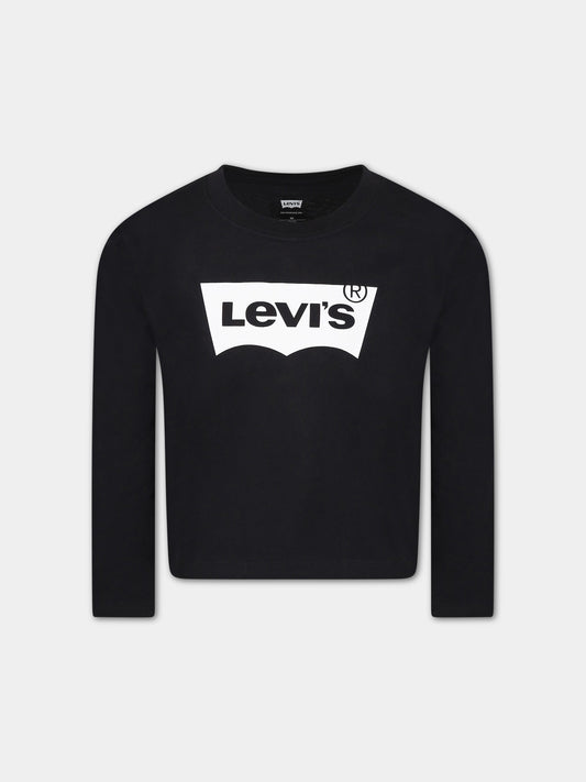 T-shirt nera per bambino con logo,Levi's Kids,4EG315 023