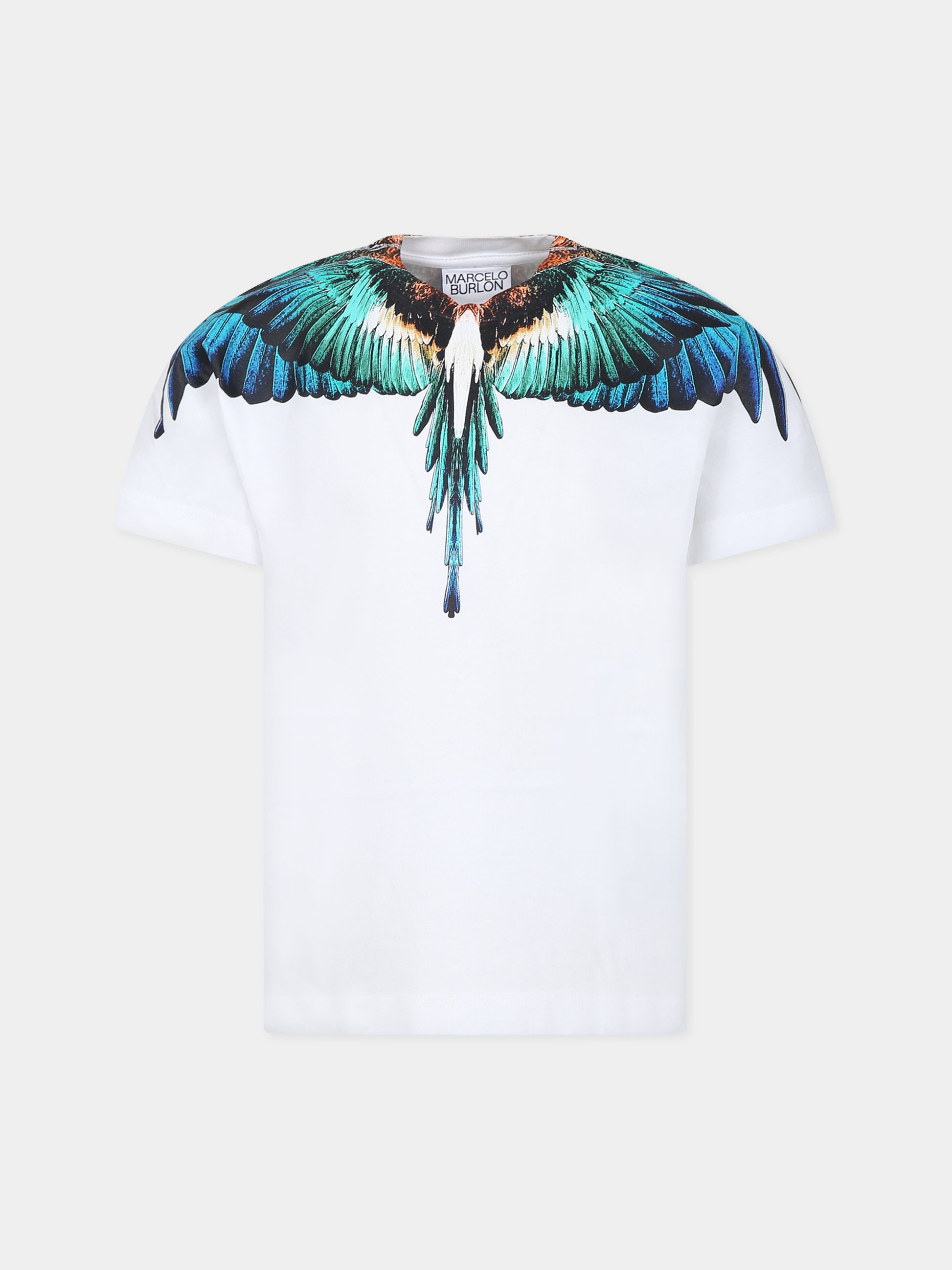 T-shirt bianca per bambino con ali,Marcelo Burlon Kids,CBAA001F23JER0010140