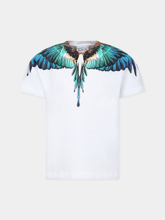 T-shirt bianca per bambino con ali,Marcelo Burlon Kids,CBAA001F23JER0010140
