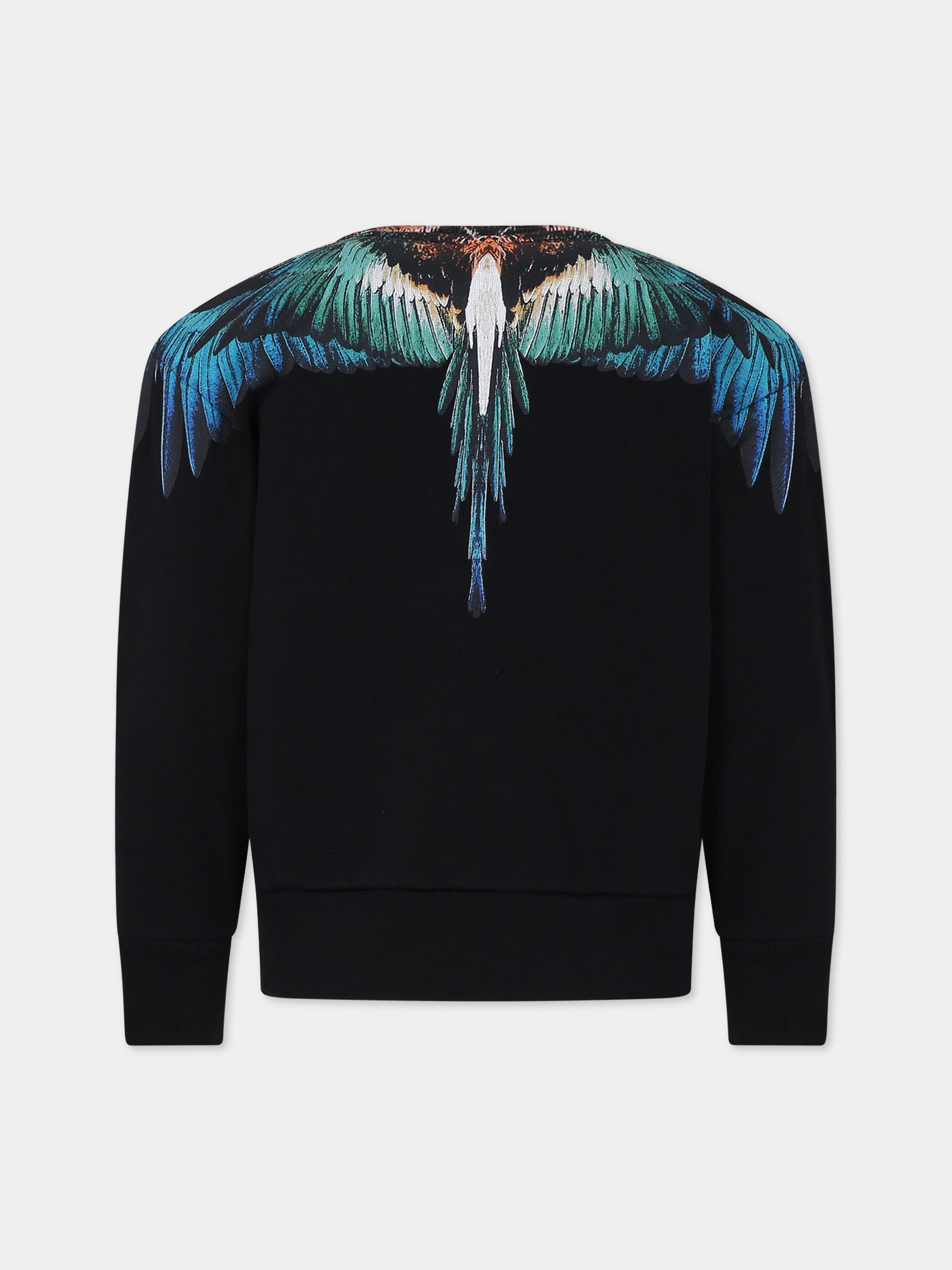 Felpa nera per bambino con ali,Marcelo Burlon Kids,CBBA001F23FLE0011045