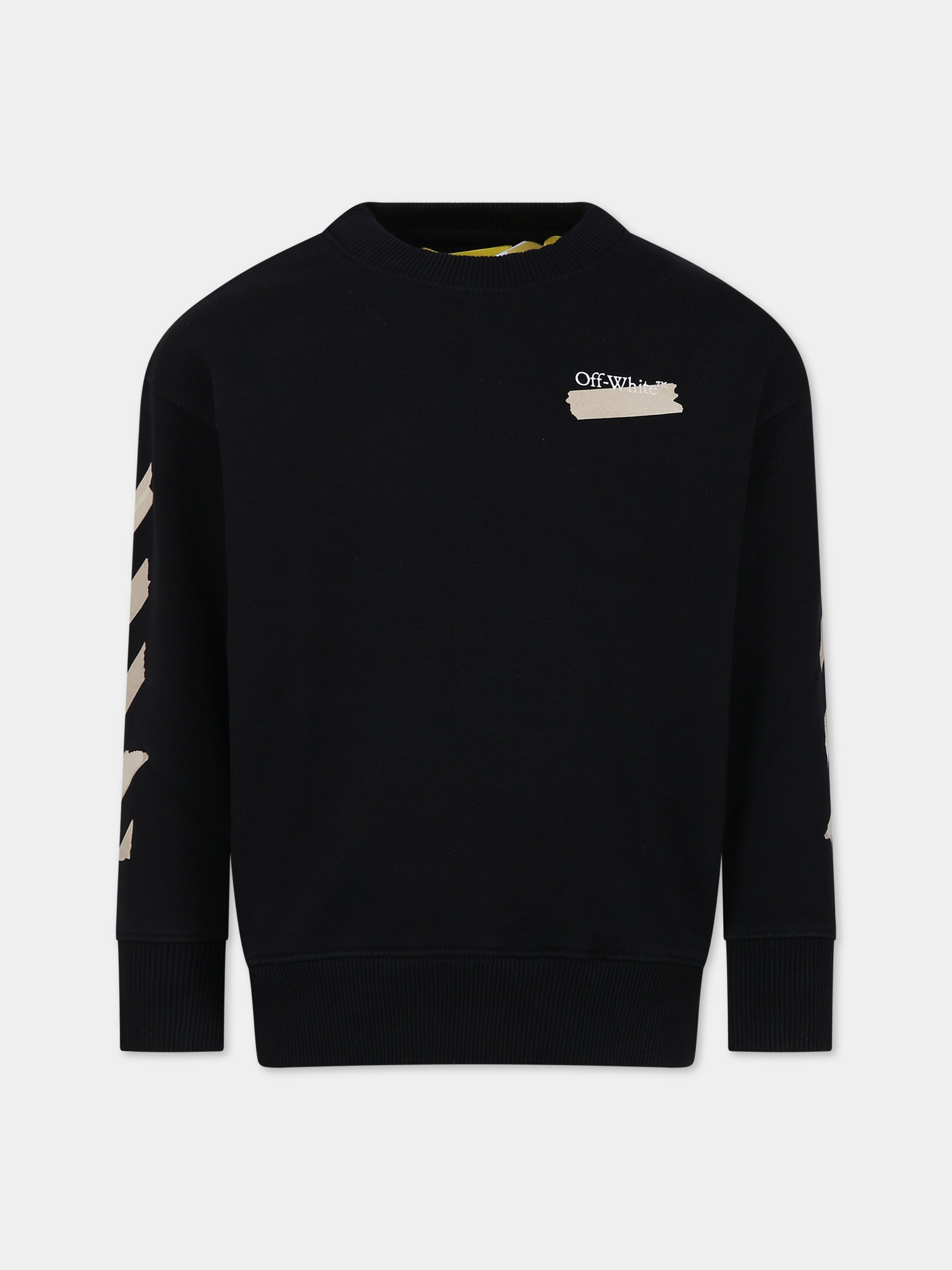 Felpa nera per bambino con logo,Off White,OBBA001F23FLE0051001