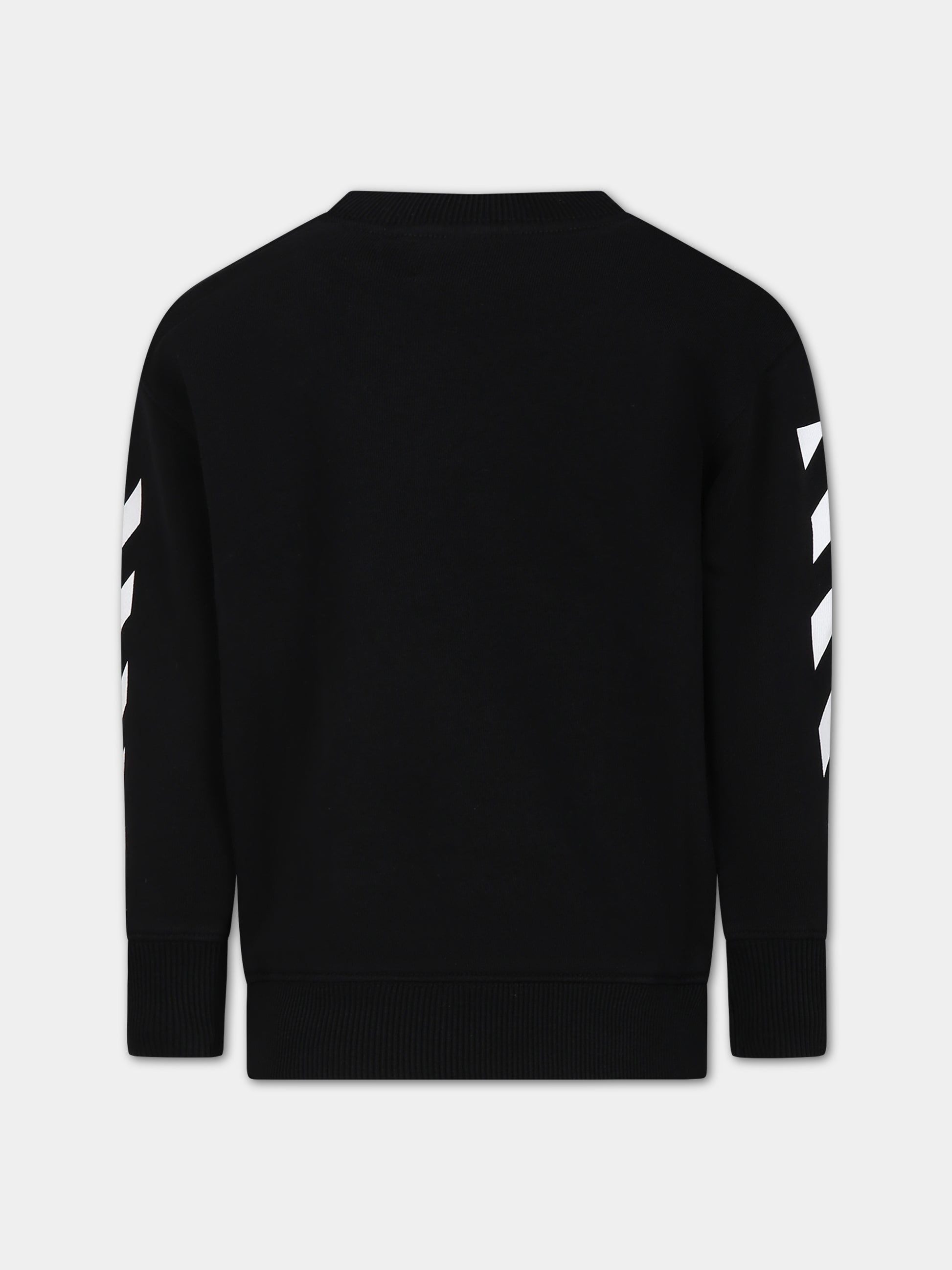 Felpa nera per bambini con logo,Off White,OBBA001F23FLE0091001