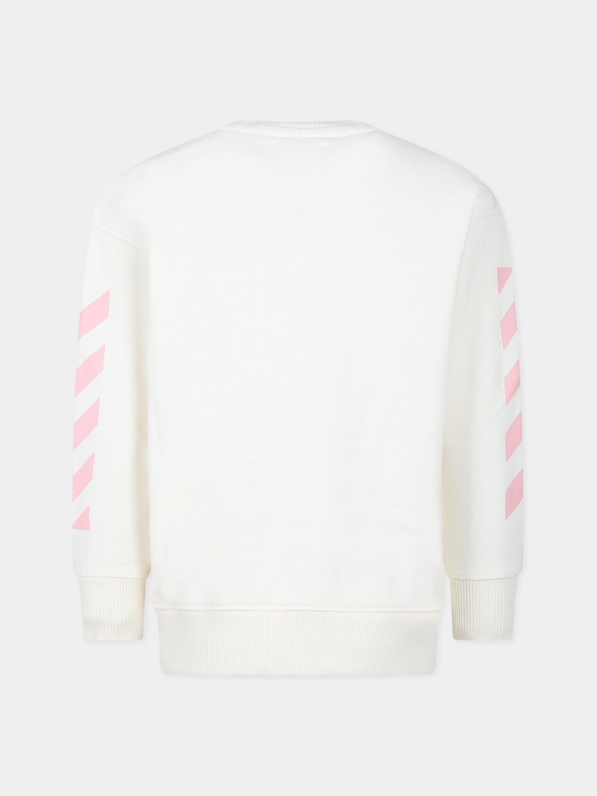 Felpa bianca per bambina con logo,Off White,OGBA001F23FLE0020330