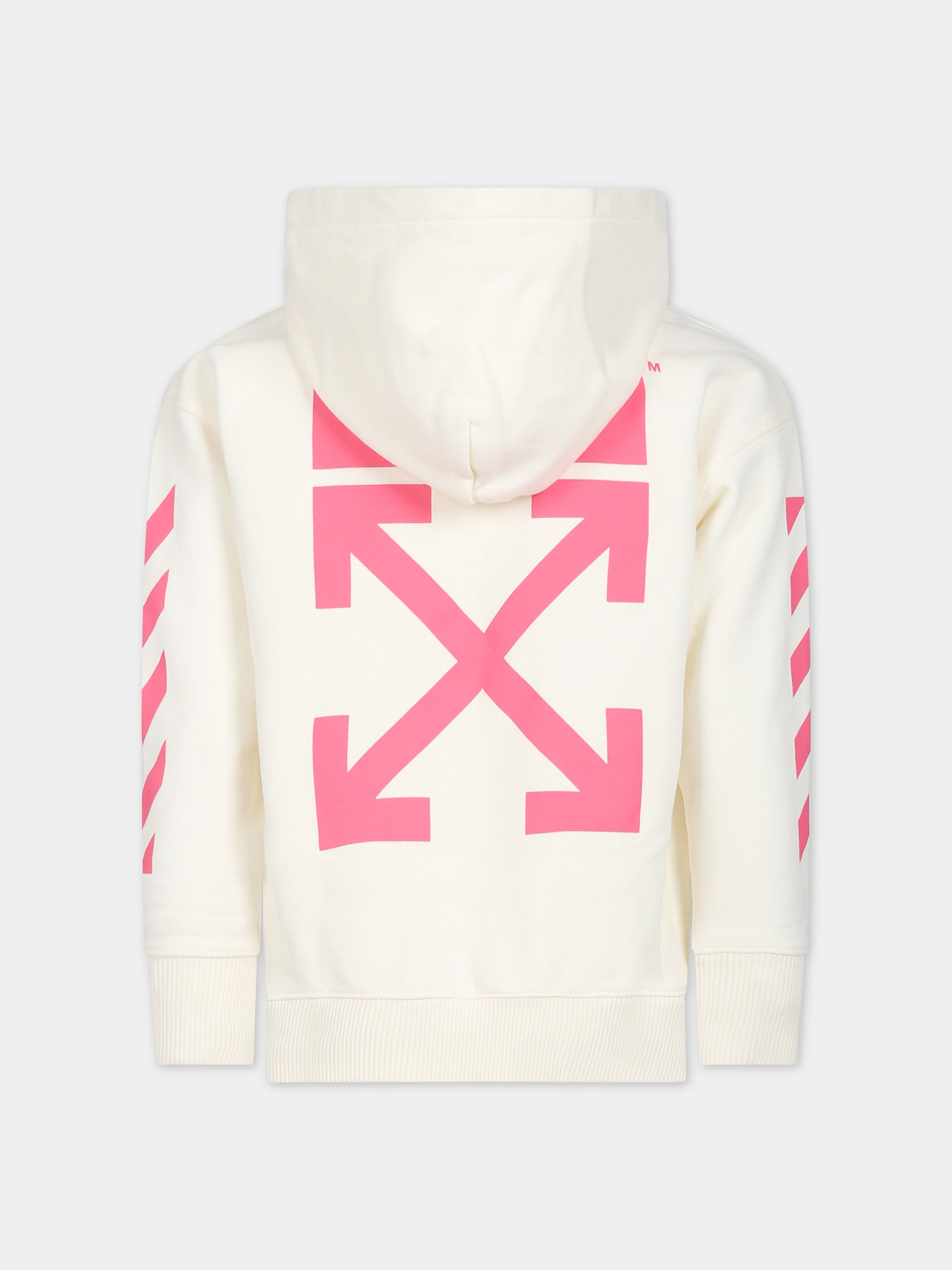 Felpa bianca per bambina con logo,Off White,OGBB002F23FLE0010332