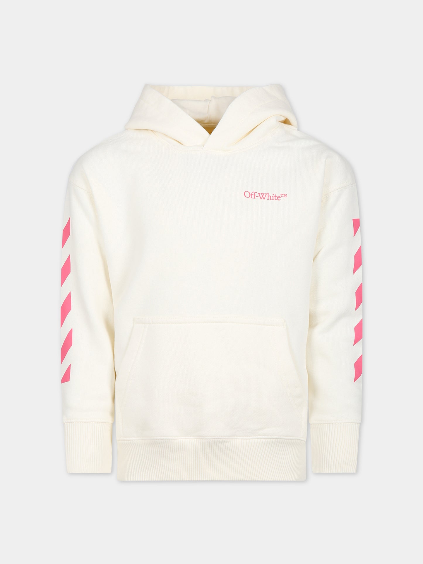 Felpa bianca per bambina con logo,Off White,OGBB002F23FLE0010332