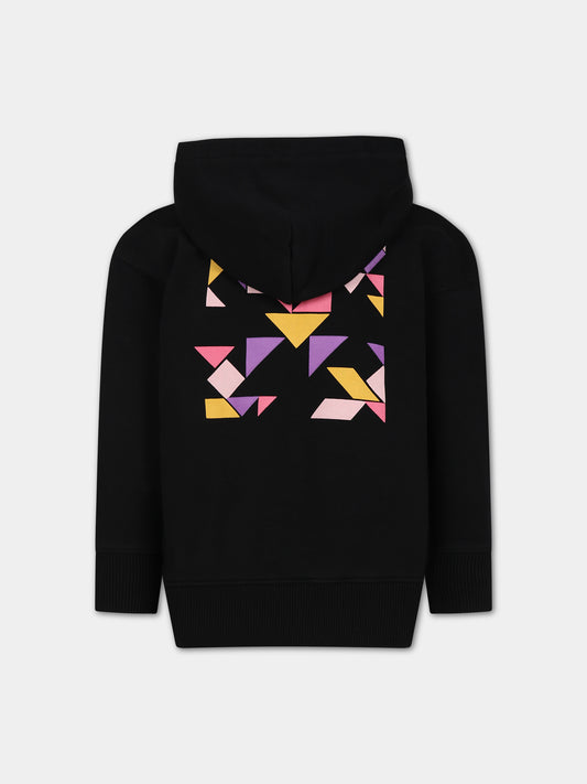 Felpa nera per bambina con logo,Off White,OGBB002F23FLE0041032