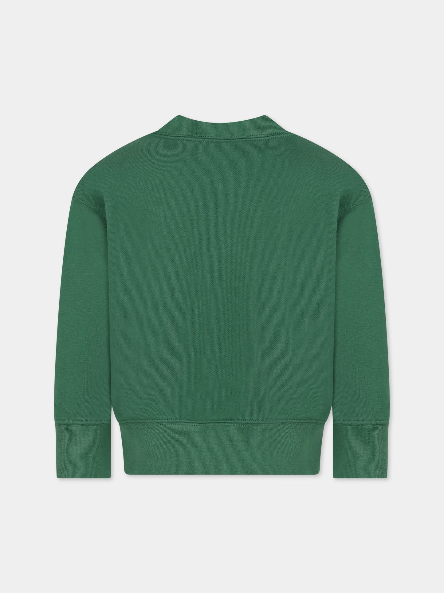 Felpa verde per bambini con orso e logo,Palm Angels,PBBA001C99FLE0015560