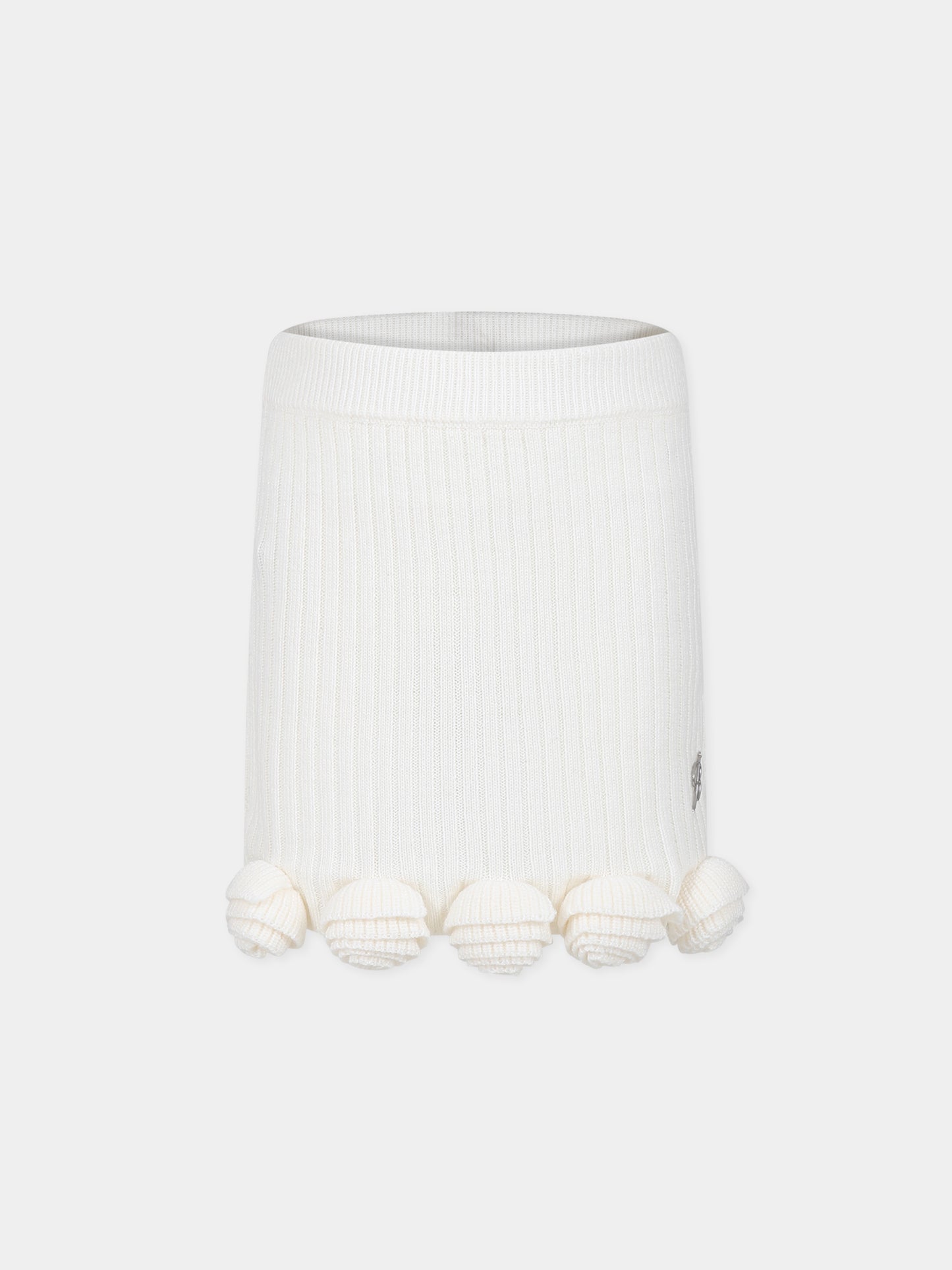 Gonna avorio per bambina con logo,Blumarine Baby,IF3065 10602