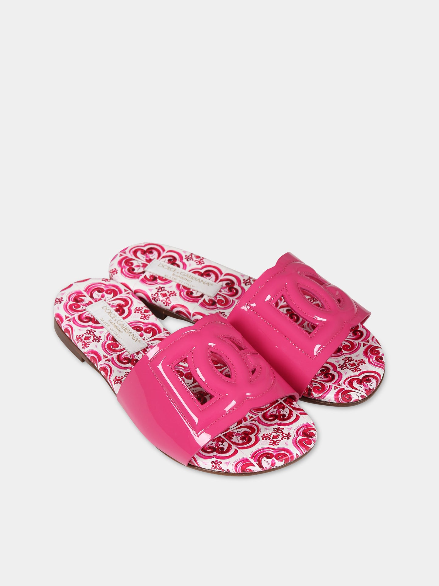 Ciabatte fucsia per bambina con logo,Dolce & Gabbana Kids,D11032 A1067 80411