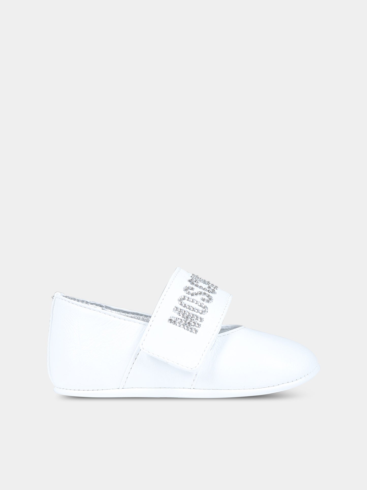 Ballerine bianche per neonata con logo,Moschino Kids,75804 75811 2