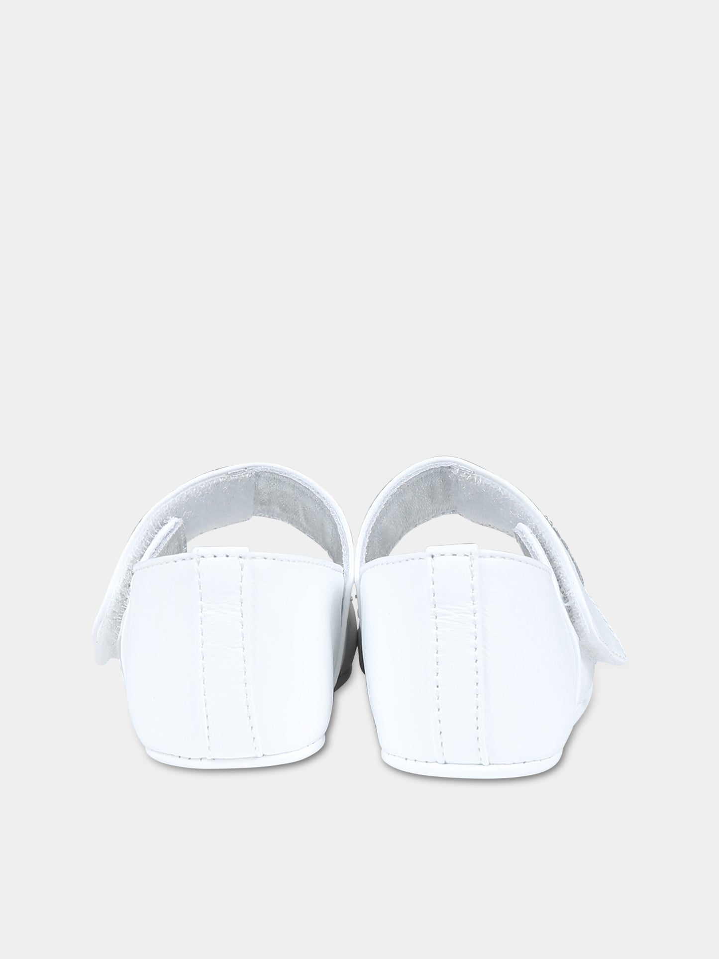 Ballerine bianche per neonata con logo,Moschino Kids,75804 75811 2