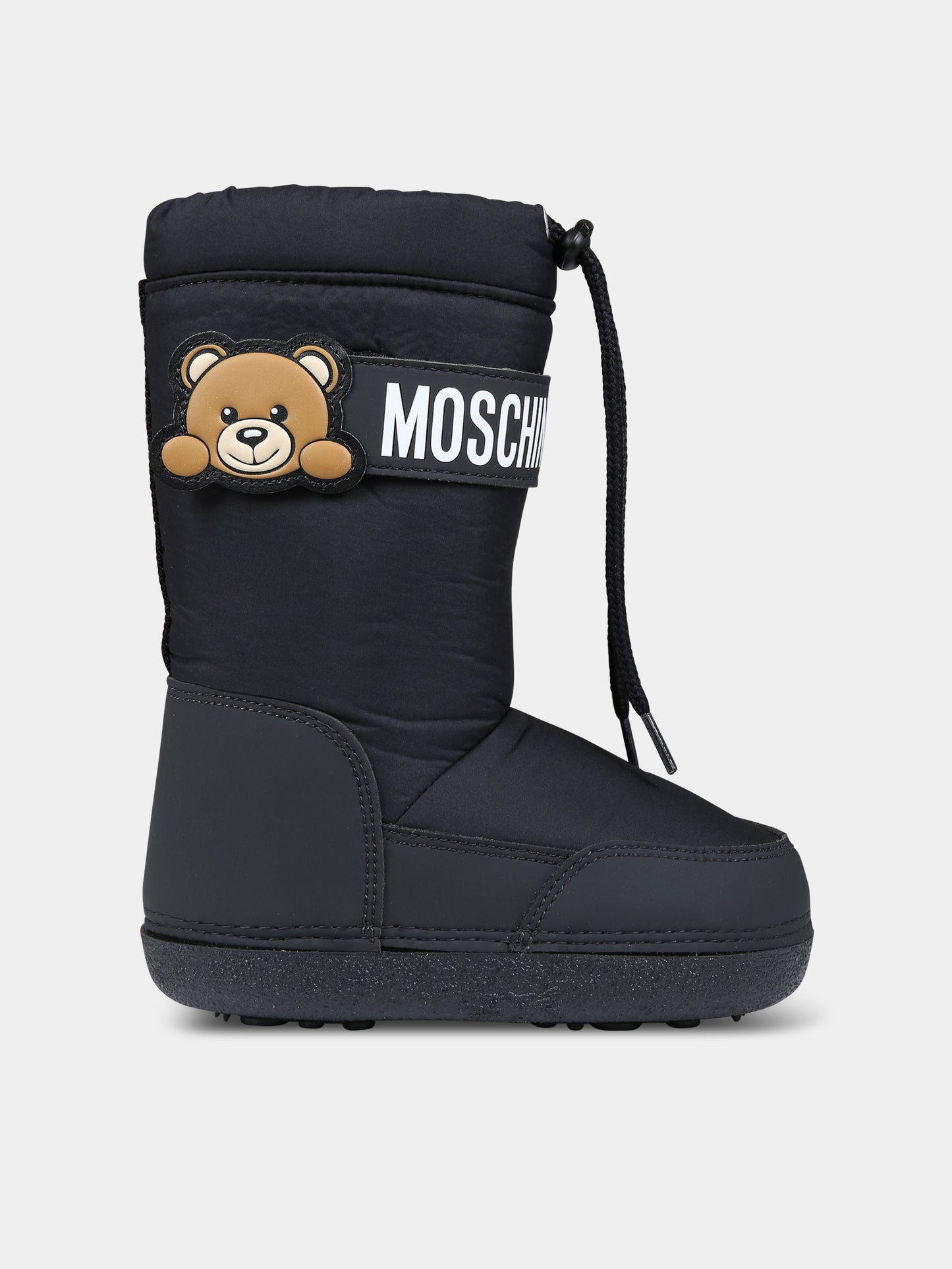 Stivali neri per bambina con Teddy Bear e logo,Moschino Kids,76104 1