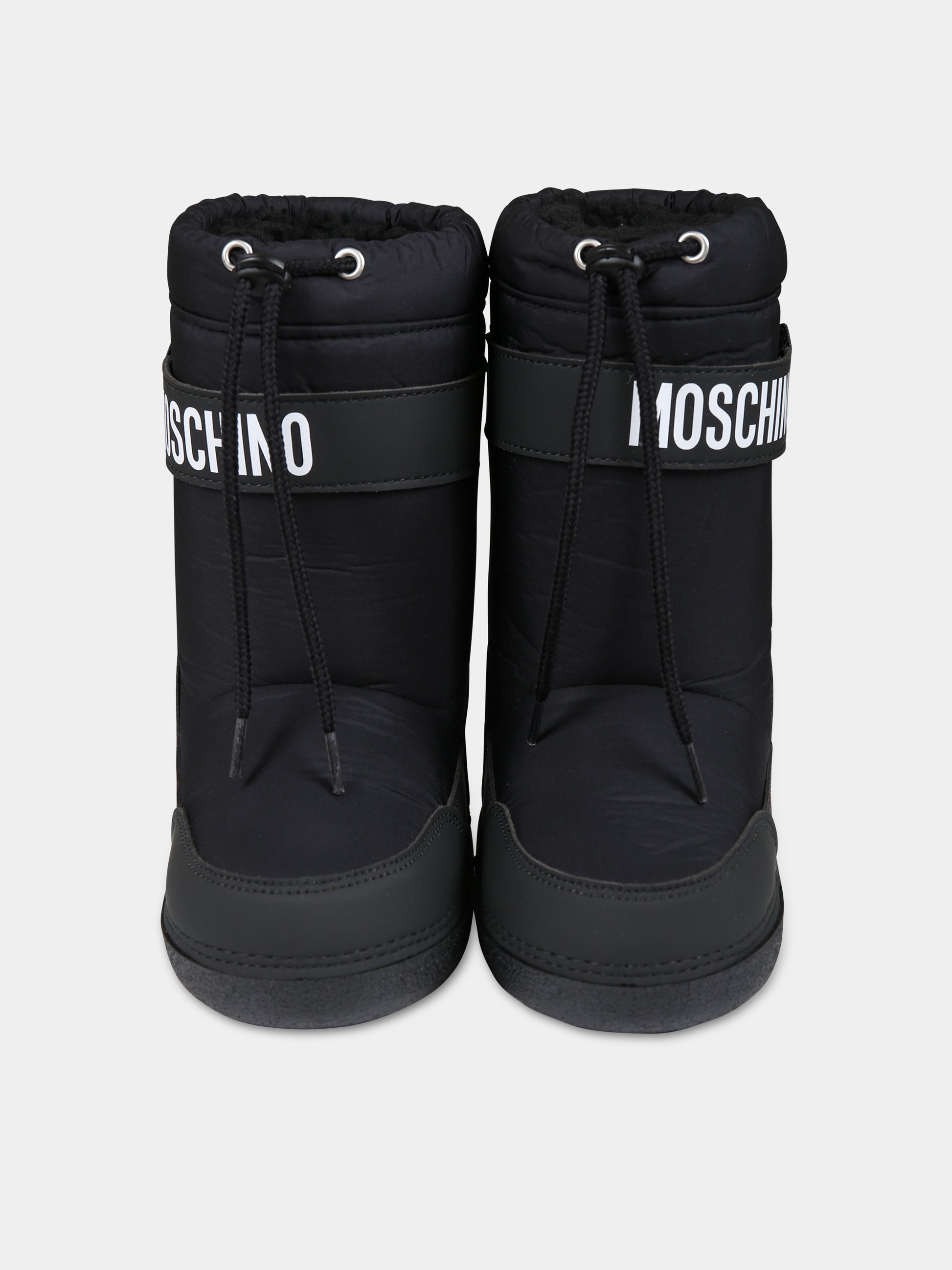 Stivali neri per bambina con Teddy Bear e logo,Moschino Kids,76104 1