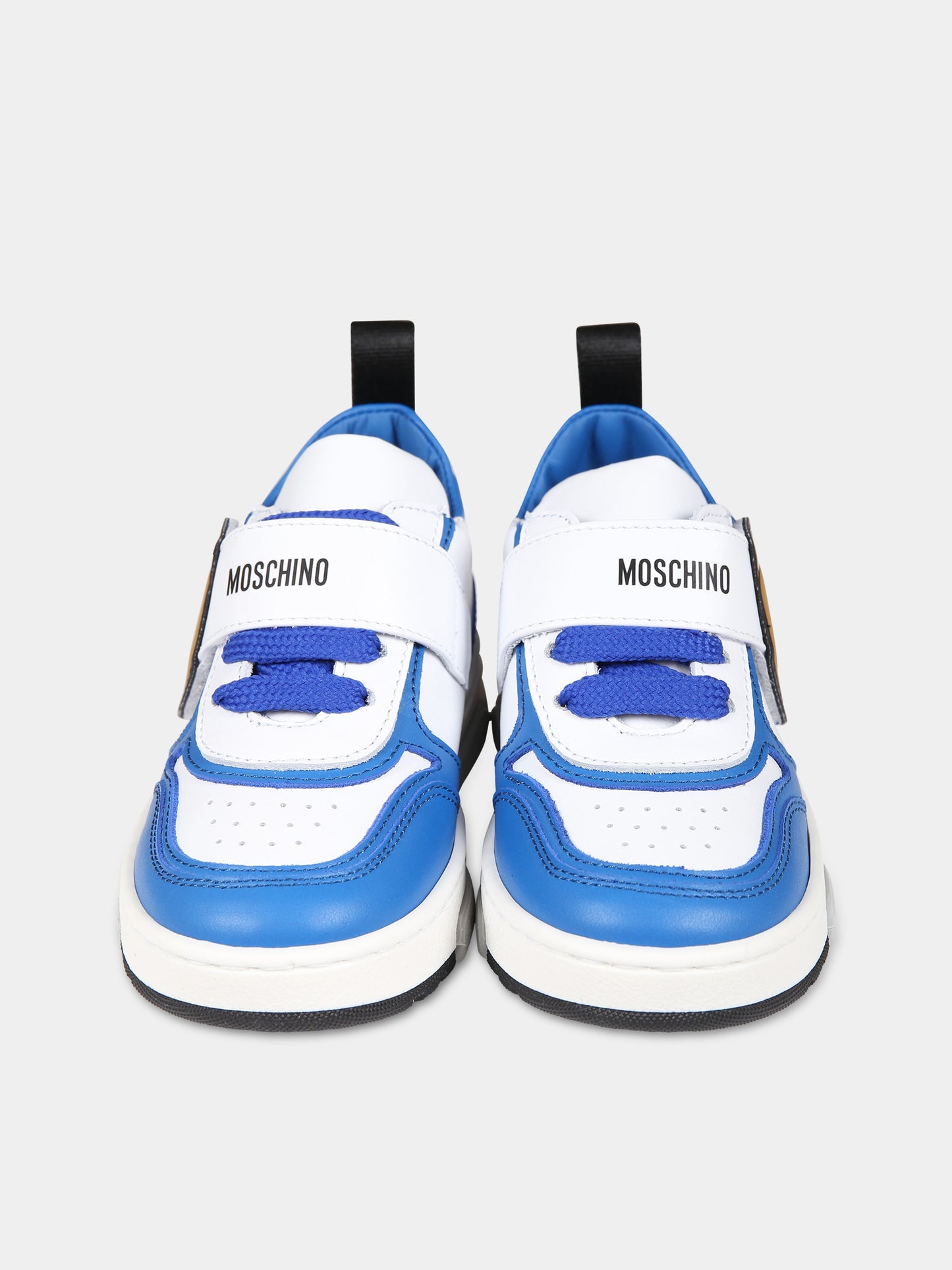 Sneakers azzurre per bambino con Teddy  Bear e logo,Moschino Kids,75898 1