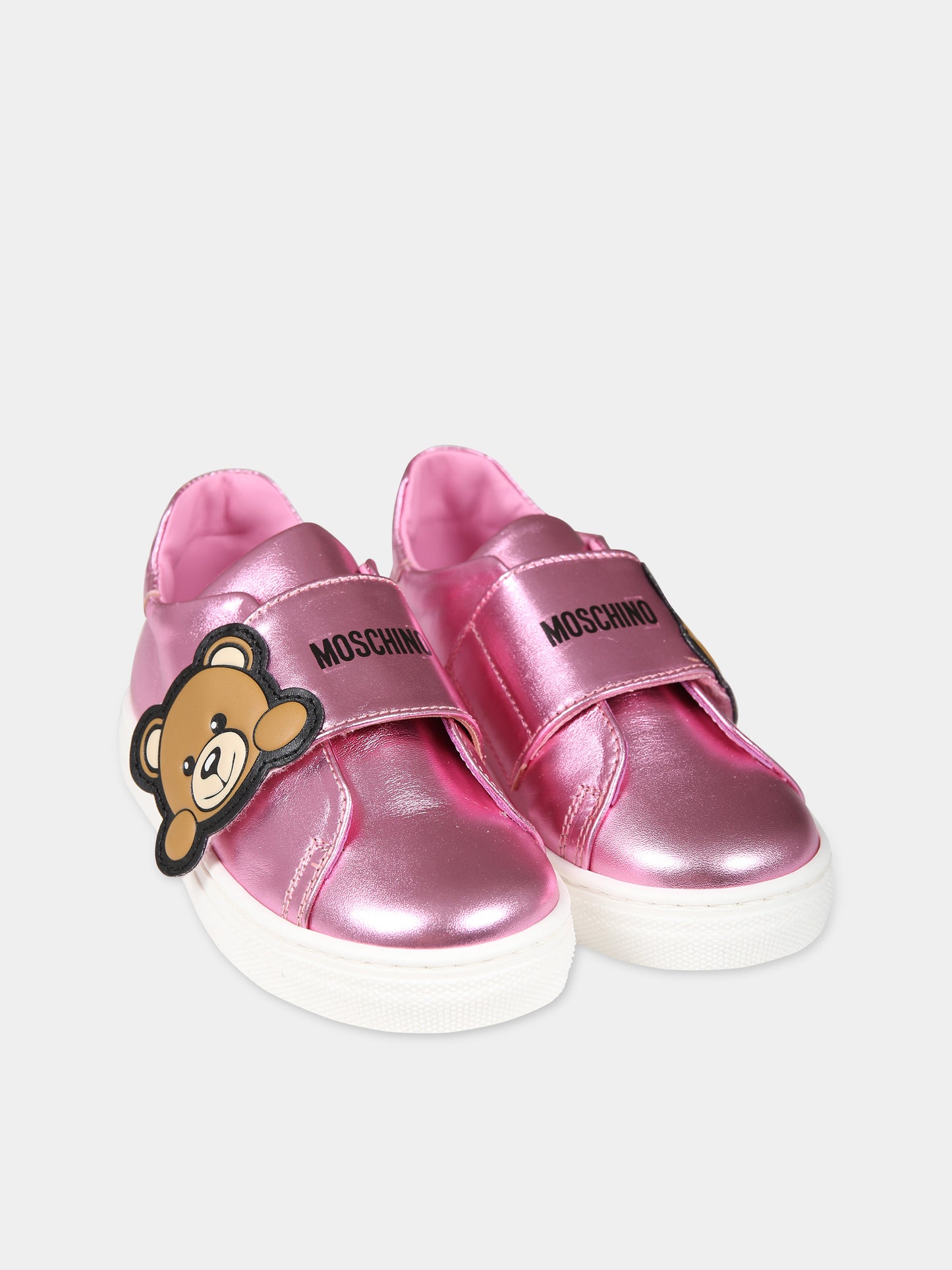Sneakers fucsia per bambina con Teddy Bear e logo,Moschino Kids,75874 2