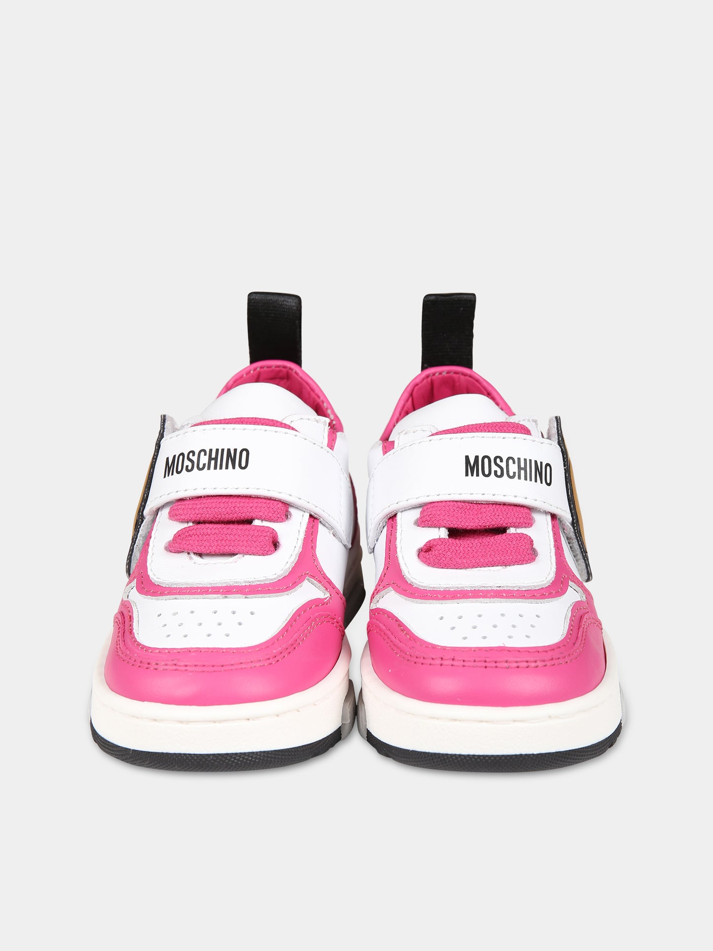 Sneakers fucsia per bambina con Teddy  Bear e logo,Moschino Kids,75898 3