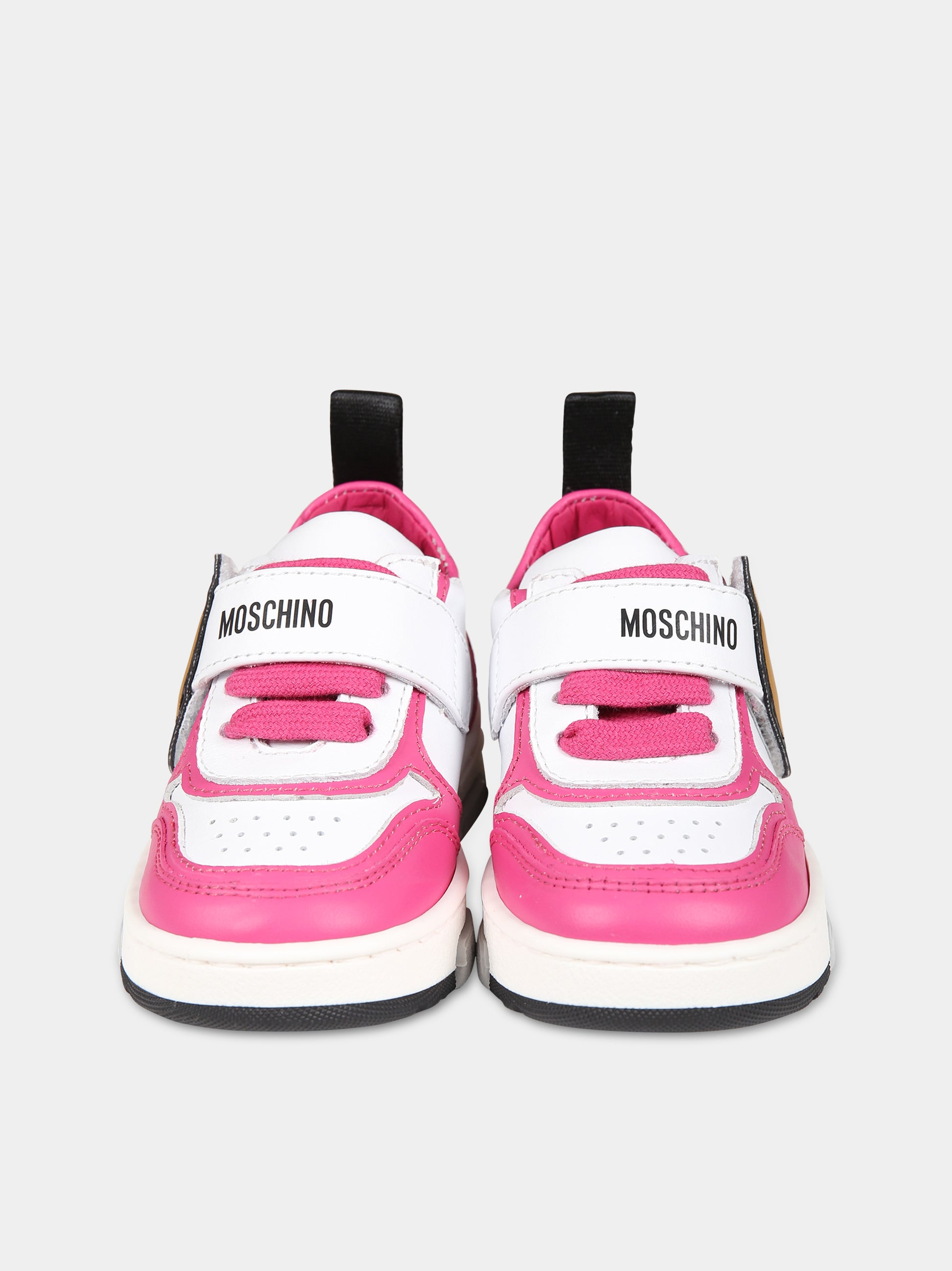 Sneakers fucsia per bambina con Teddy  Bear e logo,Moschino Kids,75898 3