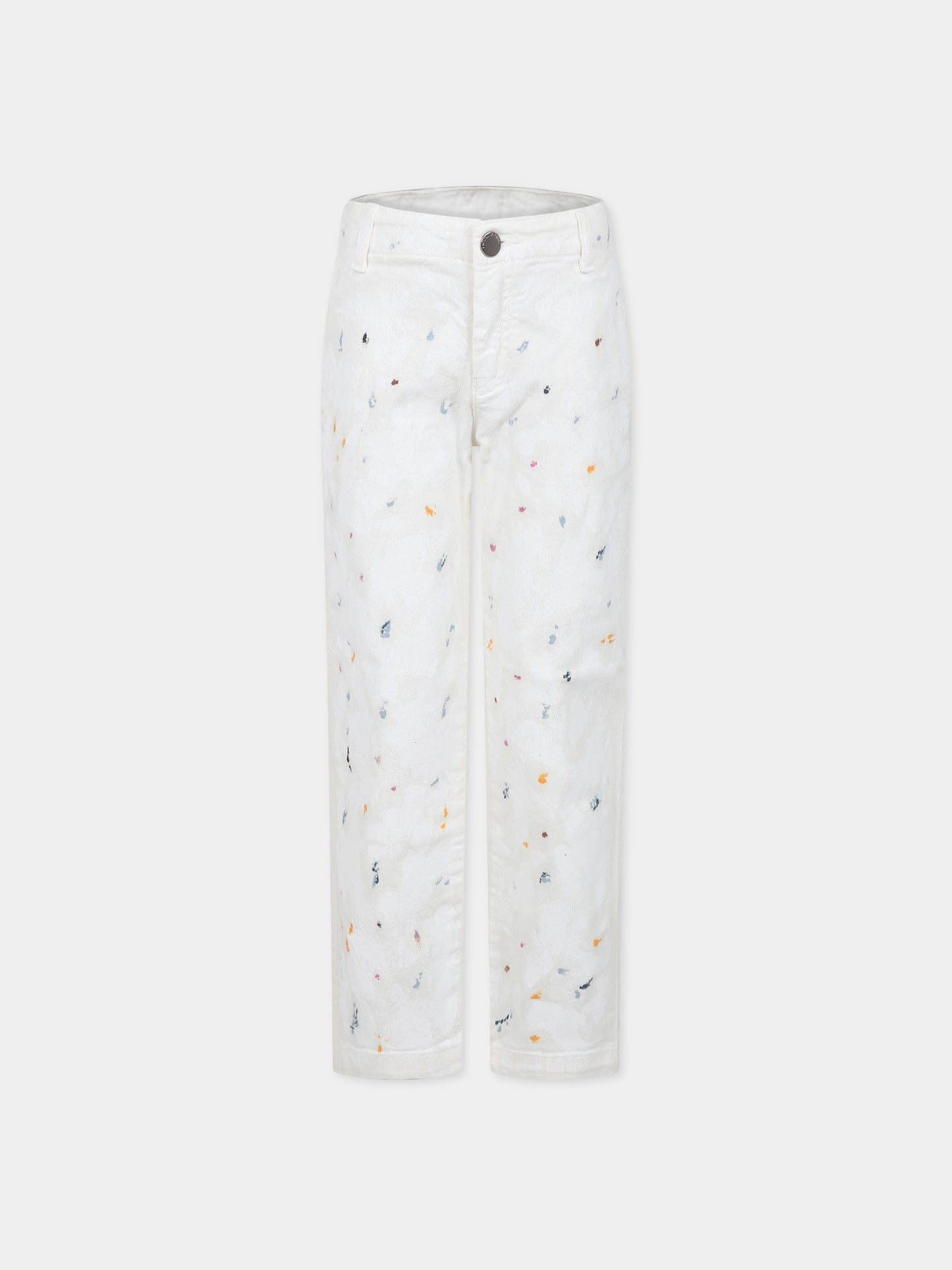 Jeans bianchi per bambno con logo,Armani Junior,6R4P7E 3N5MZ 01I2