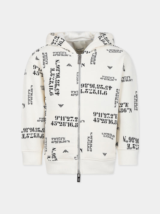 Felpa avorio per bambino con aquilotto,Armani Junior,6R3M9K 2JGCZ F1I2