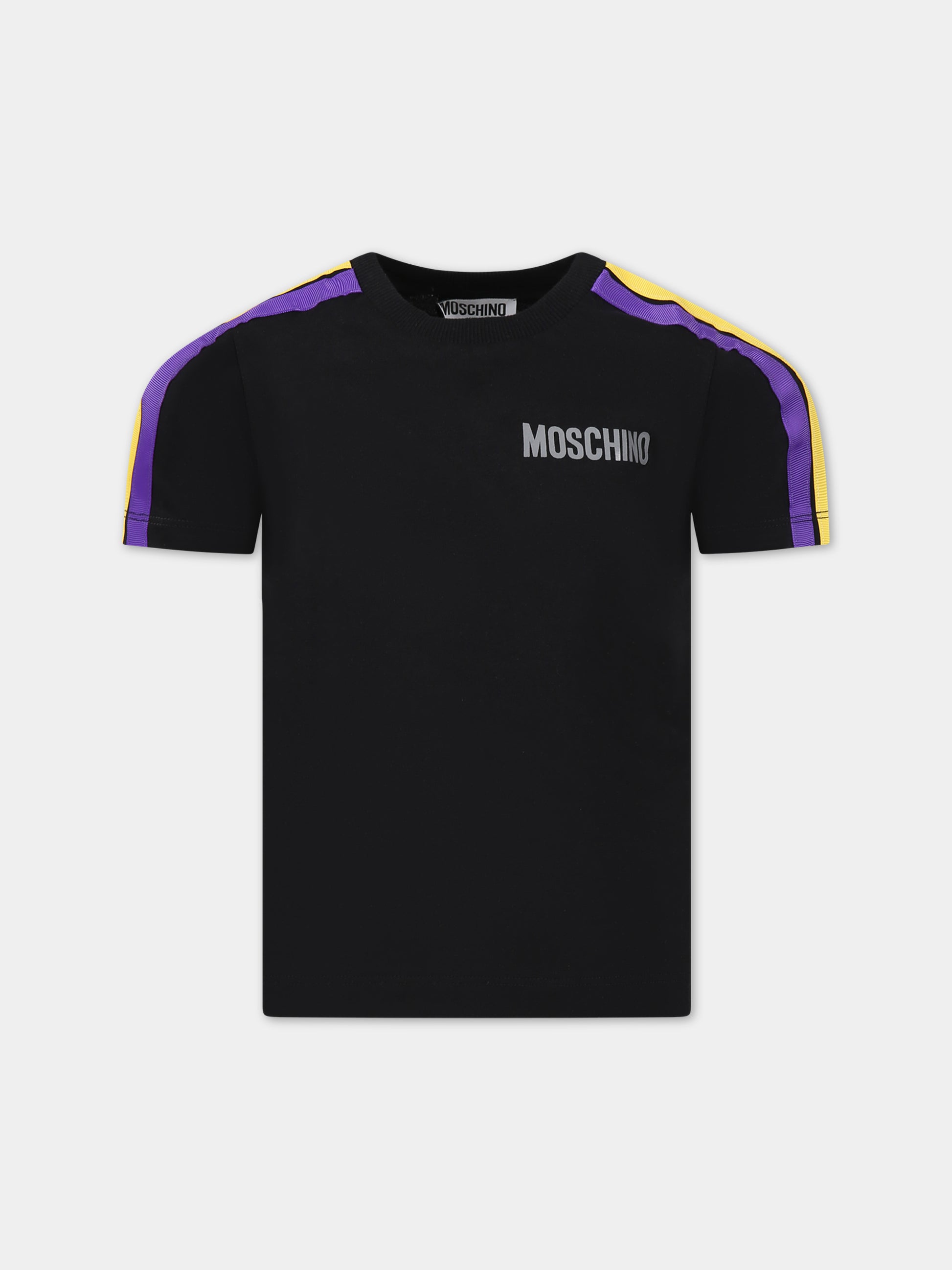T-shirt nera per bambino con logo,Moschino Kids,HUM03Z LAA01 60100